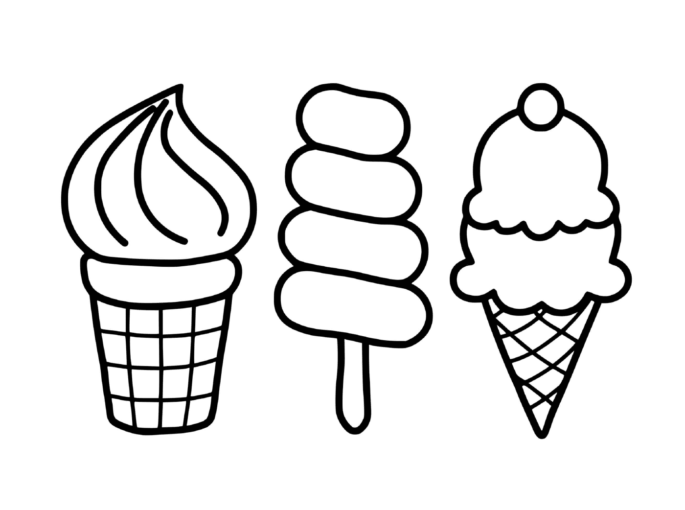  Três sabores de sorvete infantil 