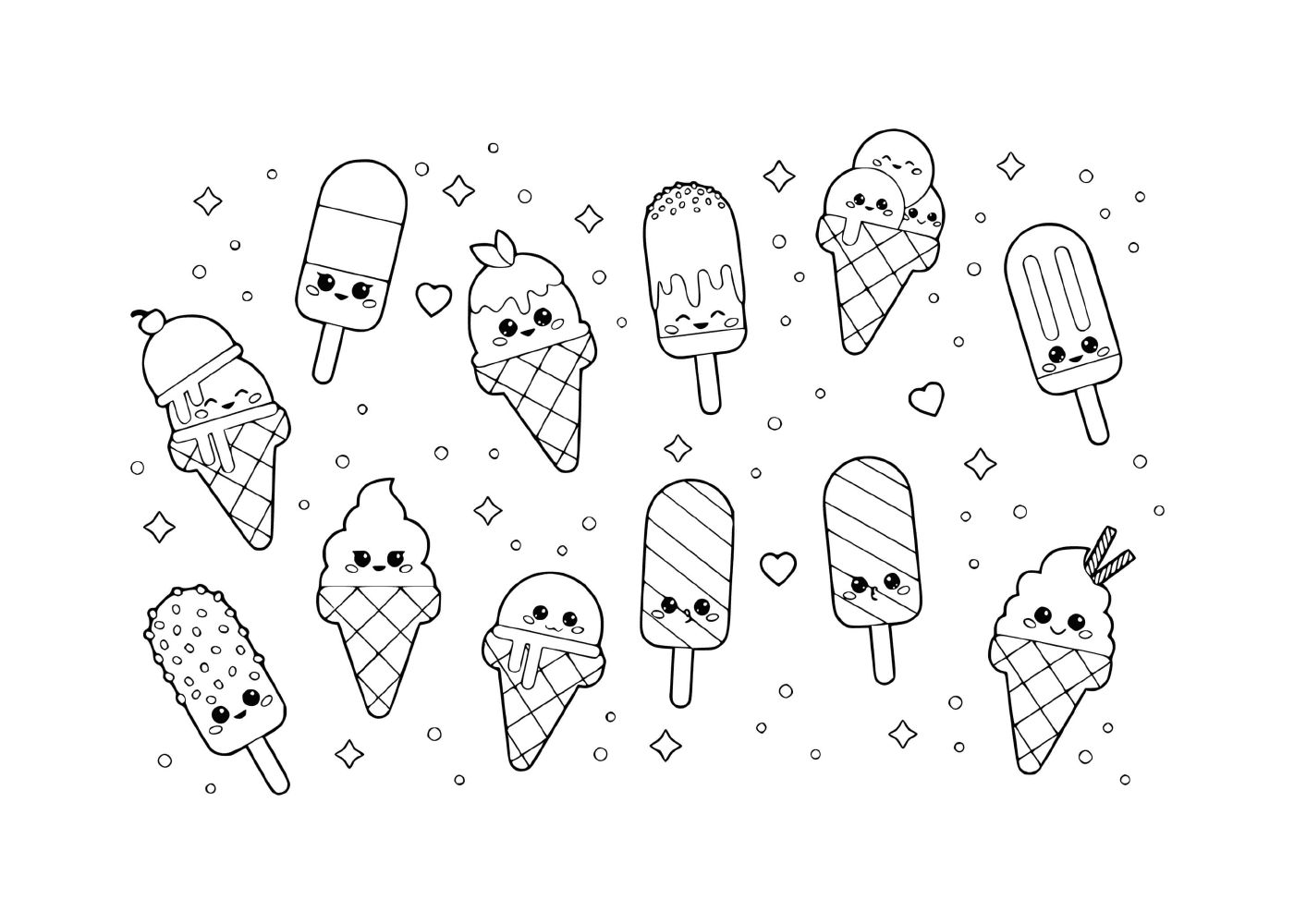  Sortido adorável sorvetes 