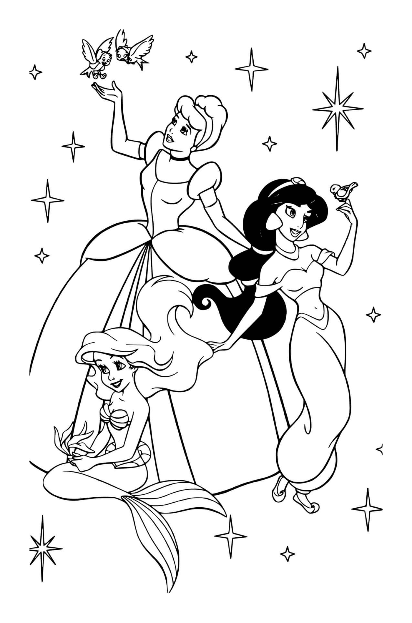  Princesas Disney Cinderela, Ariel e Jasmine 