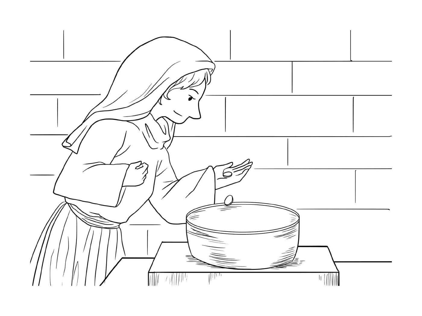  女人站在碗旁 