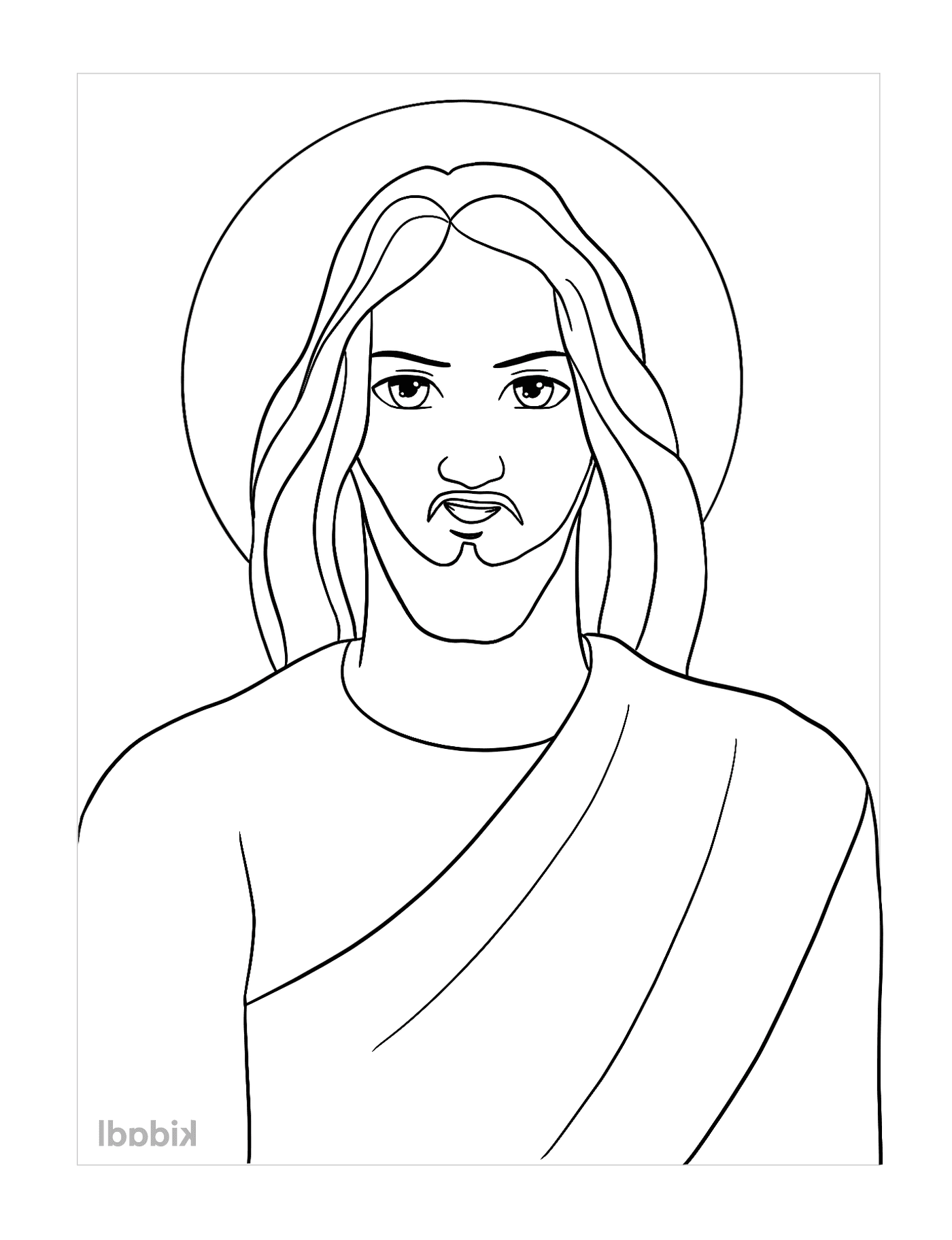  漫画中的耶稣,一个留胡子的男人 