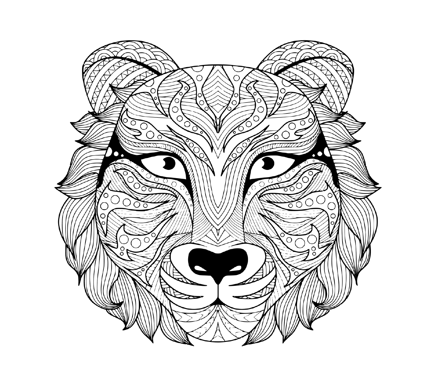  uma representação tatuada de uma cabeça de tigre adulto com olhos coloridos 