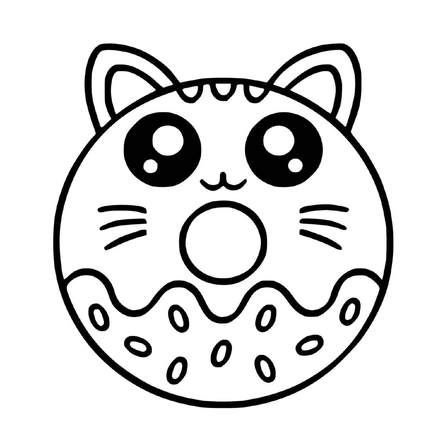  Um donut com um rosto de gato 