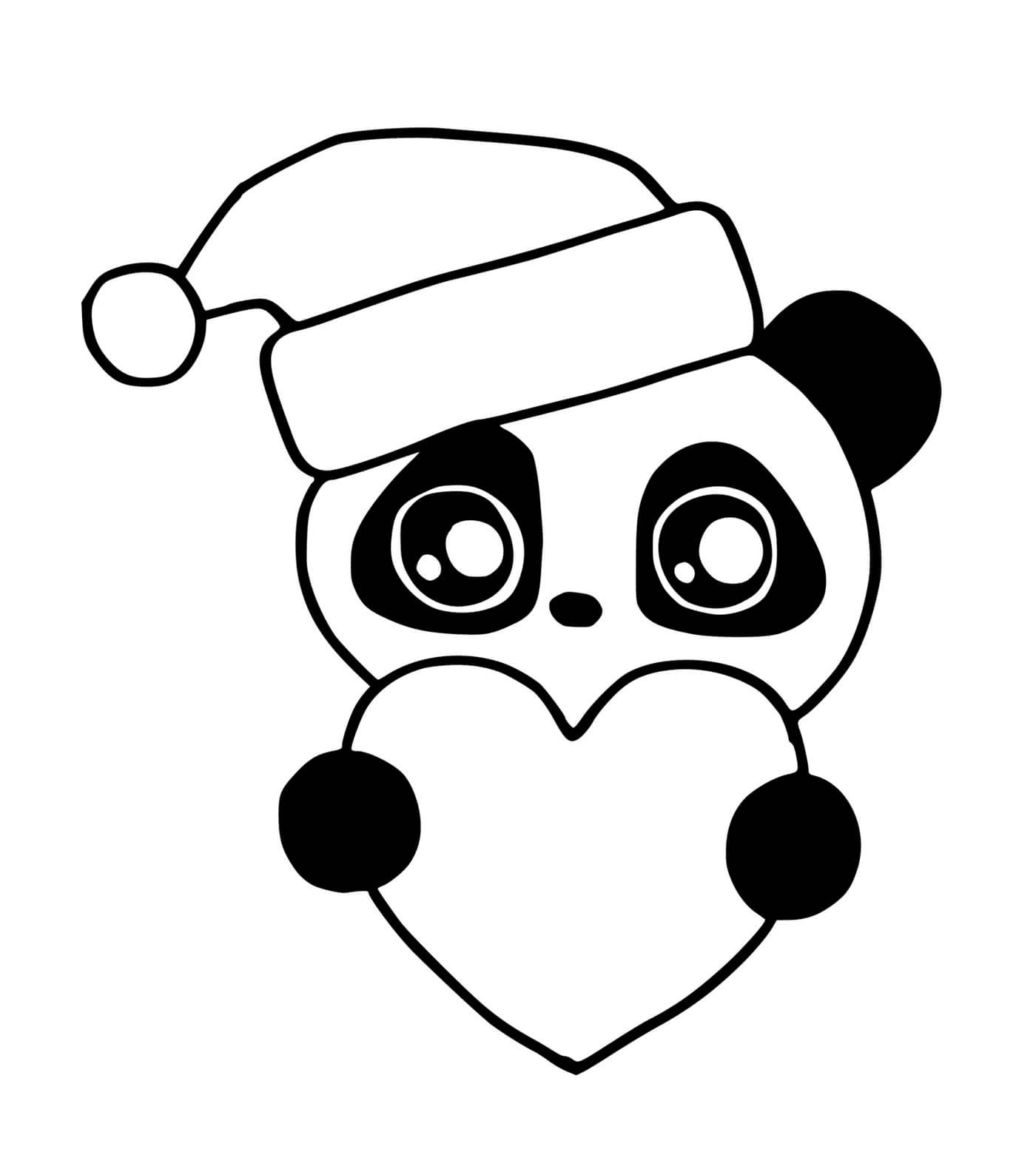  穿着圣诞帽子的可爱熊猫 