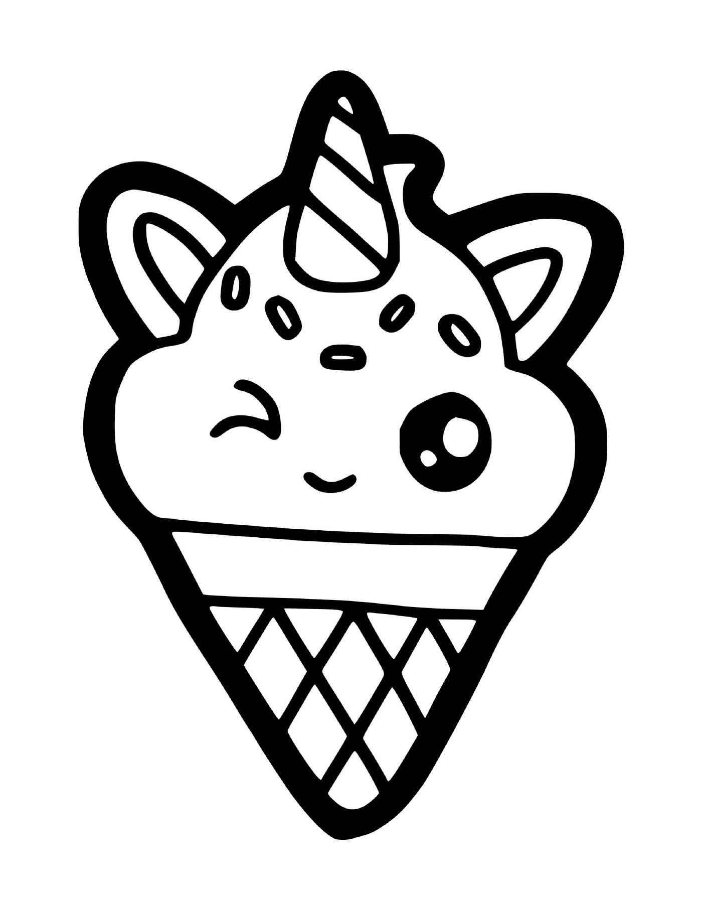  美味的冰淇淋 以卡瓦伊独角兽的形状 