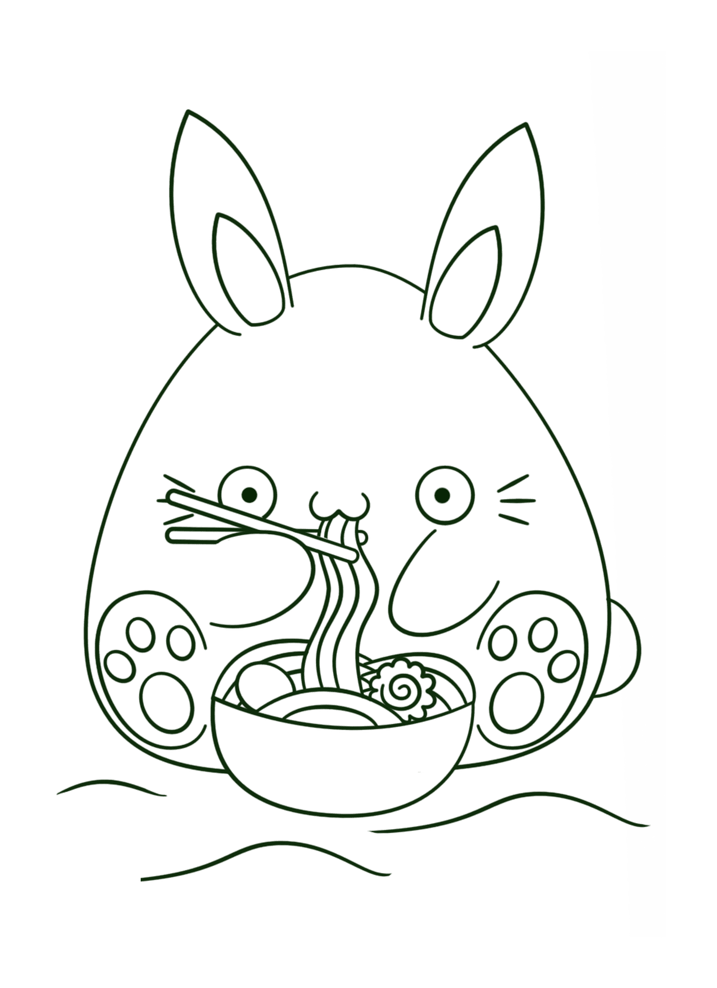  coelho bonito comendo macarrrão 