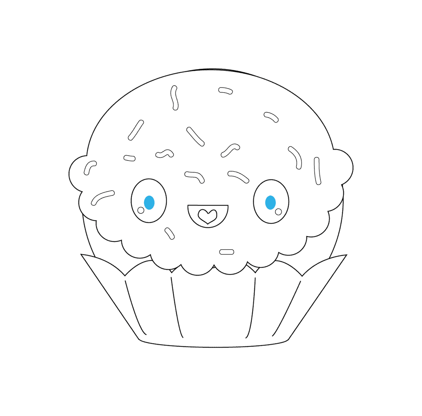  Cupcake kawaii com rosto 