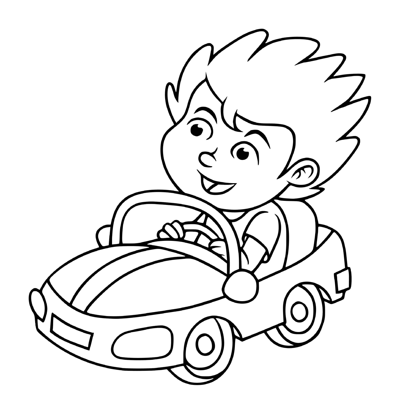  एक बच्चा बीमा के साथ कार चलाता है 