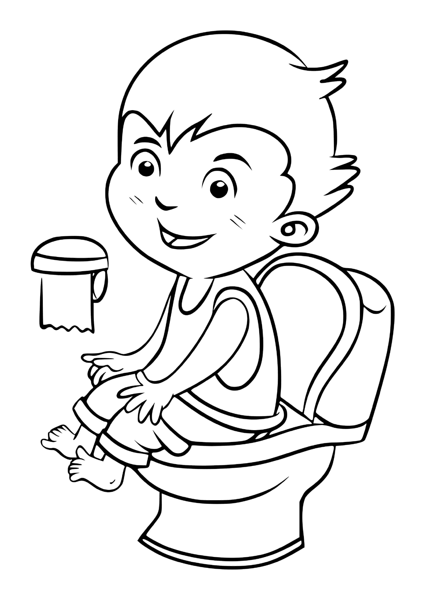 Uma criança vai ao banheiro para ficar limpa 