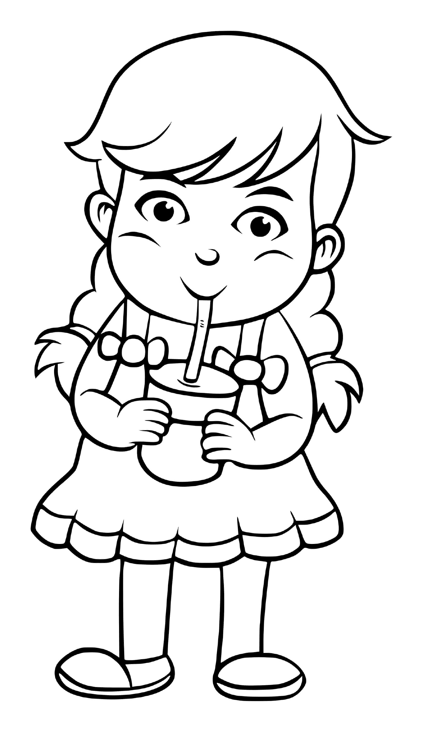  एक लड़की पानी पीती है ताकि वह उसे निगल सके और उसे ठीक कर सके 