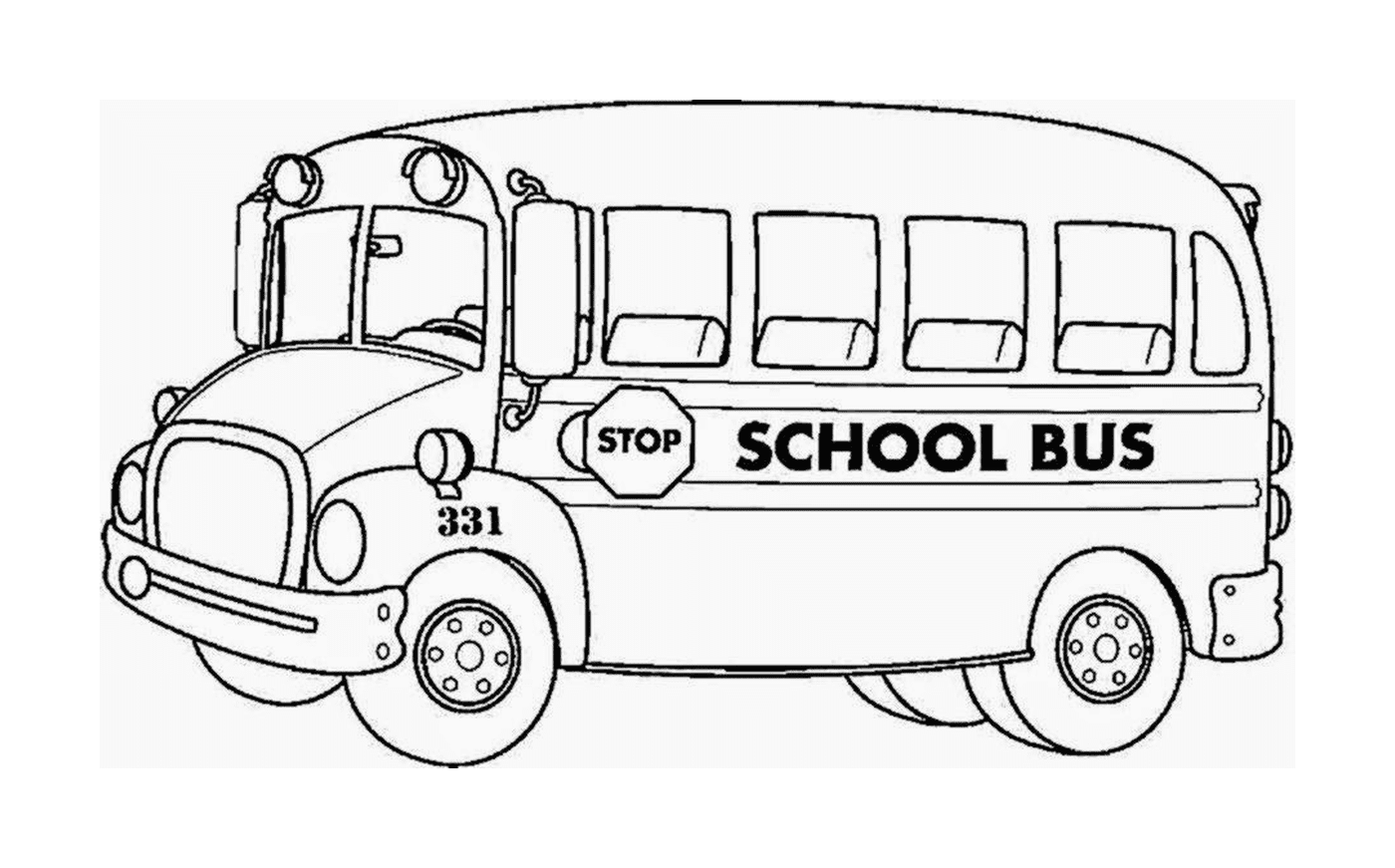  Um ônibus escolar preto e branco para crianças 