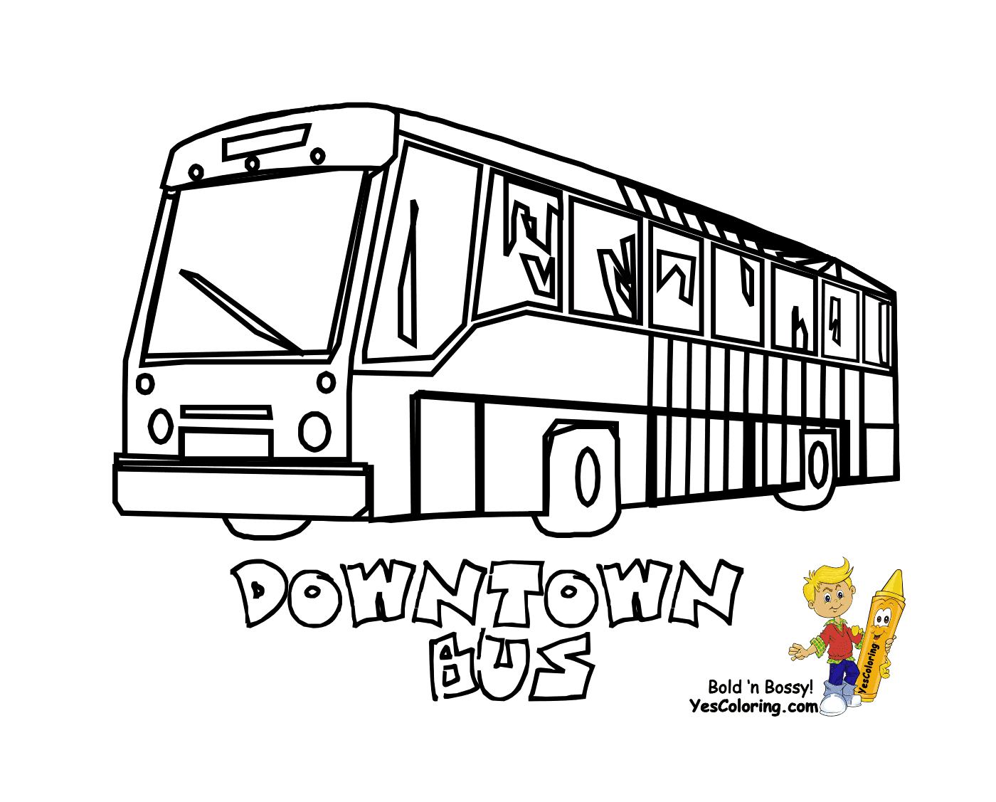  Um ônibus urbano corre bem no centro da cidade 