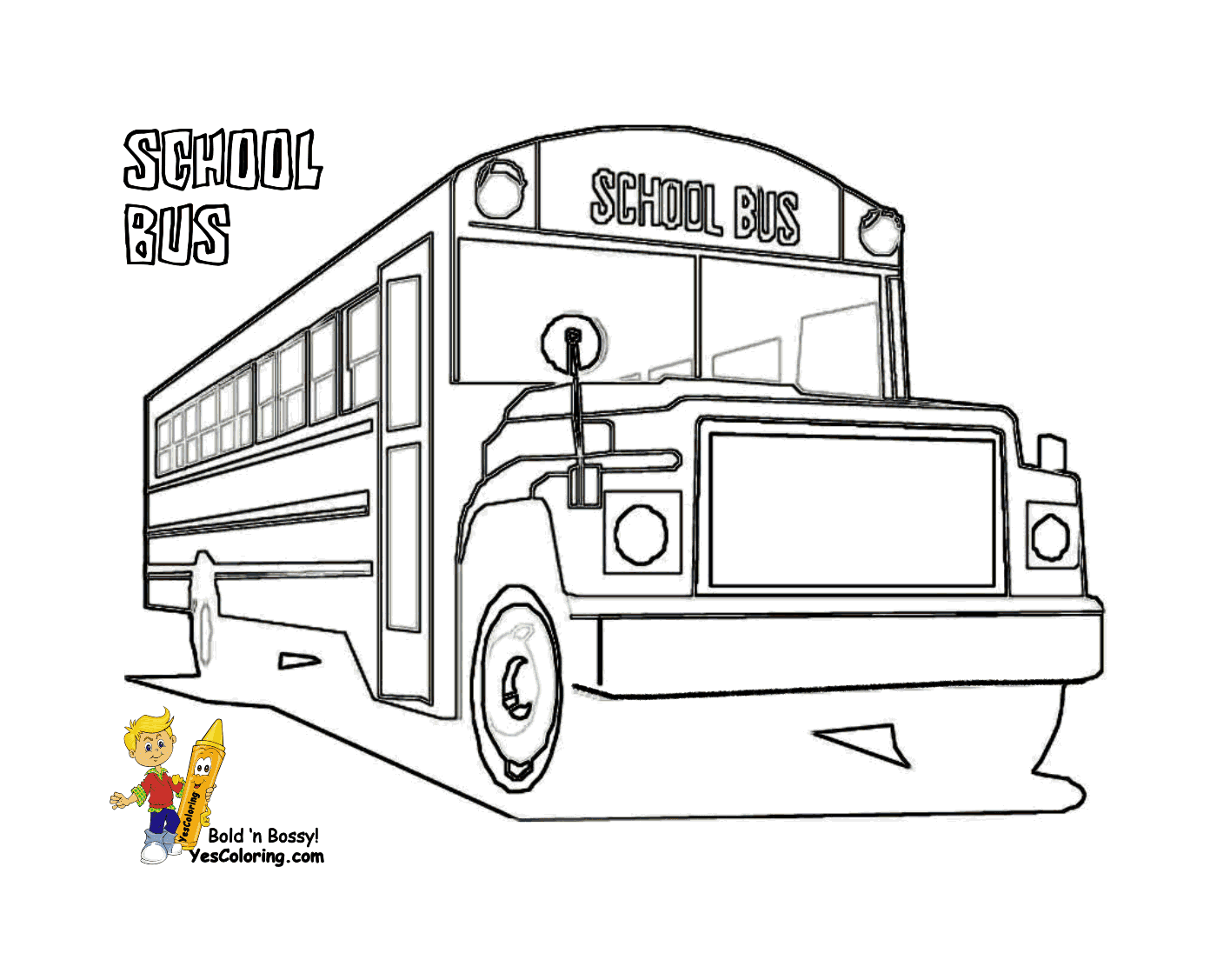  Um ônibus escolar está na parada 