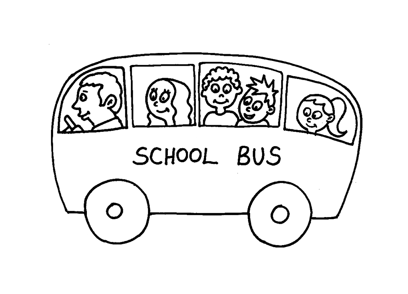  Um ônibus escolar cheio de crianças 