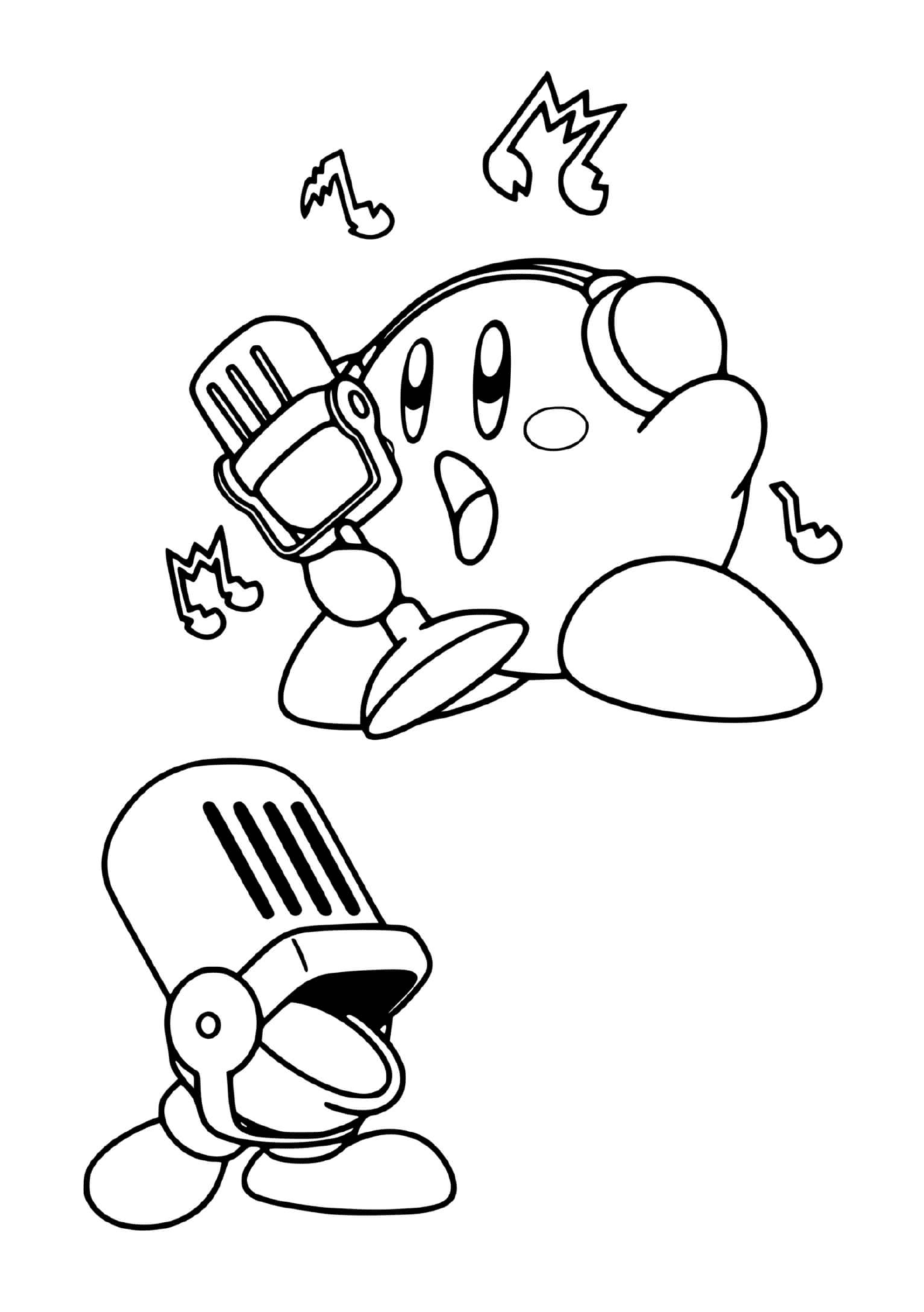  Kirby talentoso com microfone 