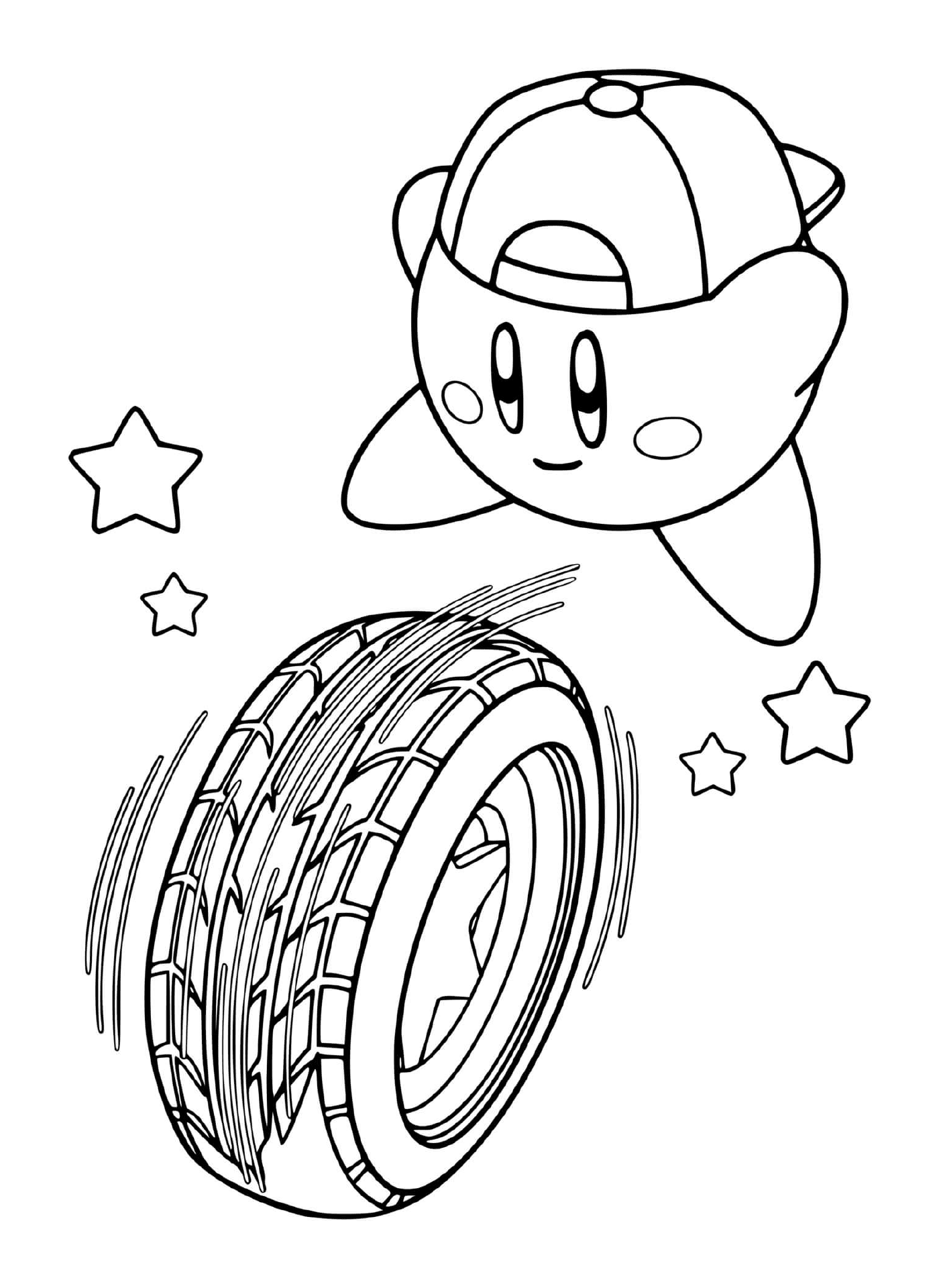  Cool Kirby jogando uma roda rápida 
