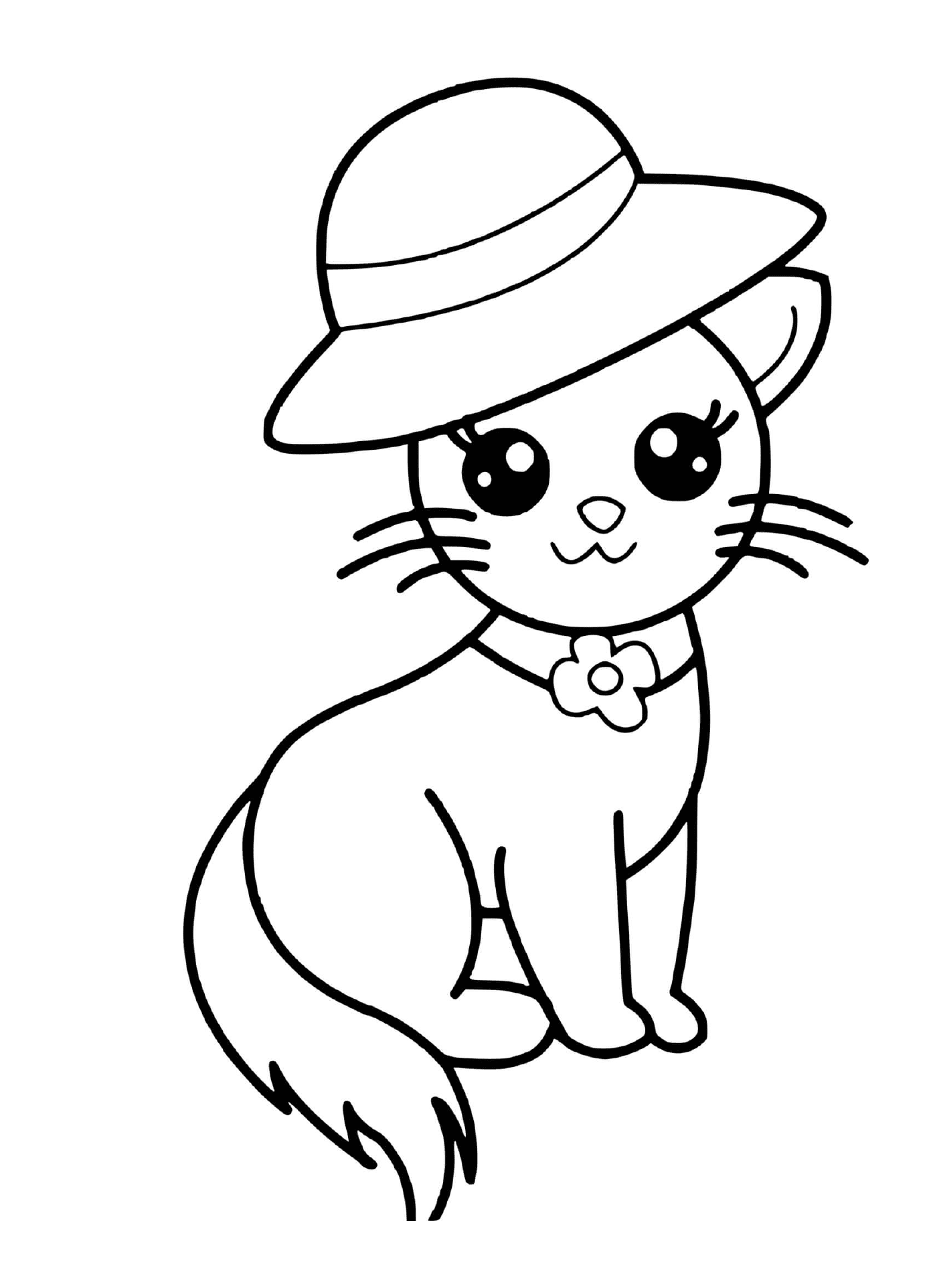  一只可爱的小猫 戴着优雅的帽子 