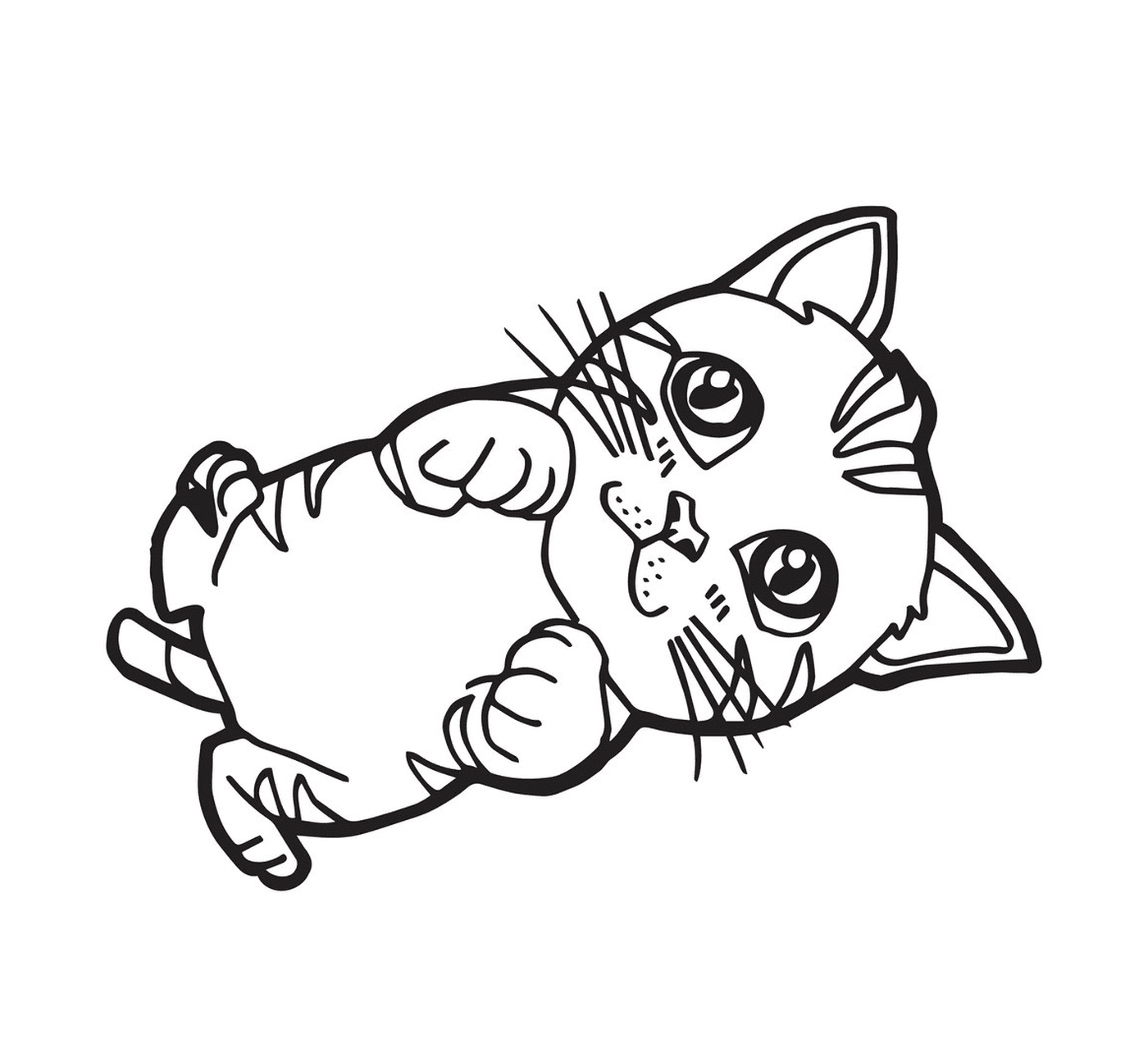  Um gatinho de desenho animado com olhos bonitos 