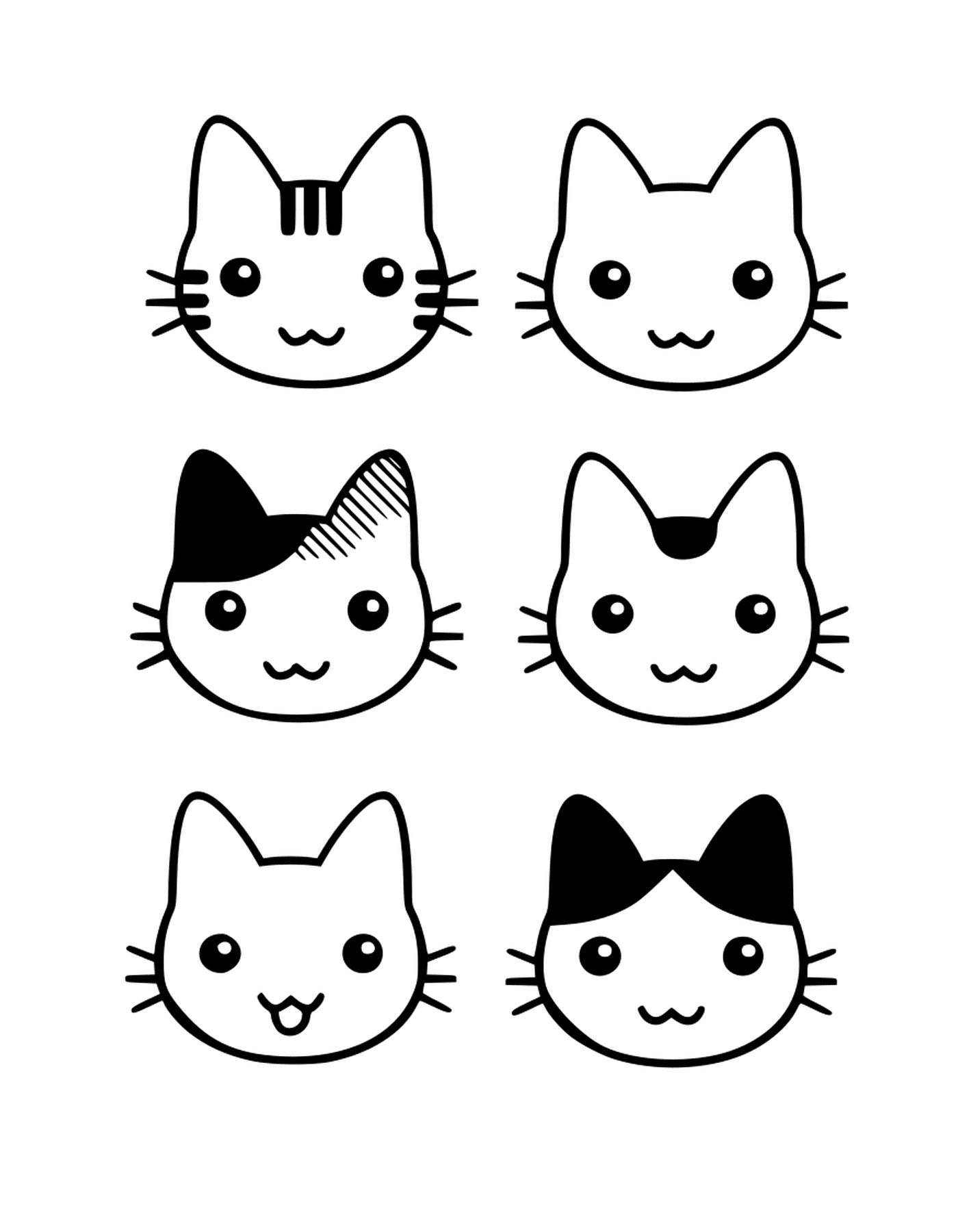  Cabeças de gatinho muito bonito desenhadas 