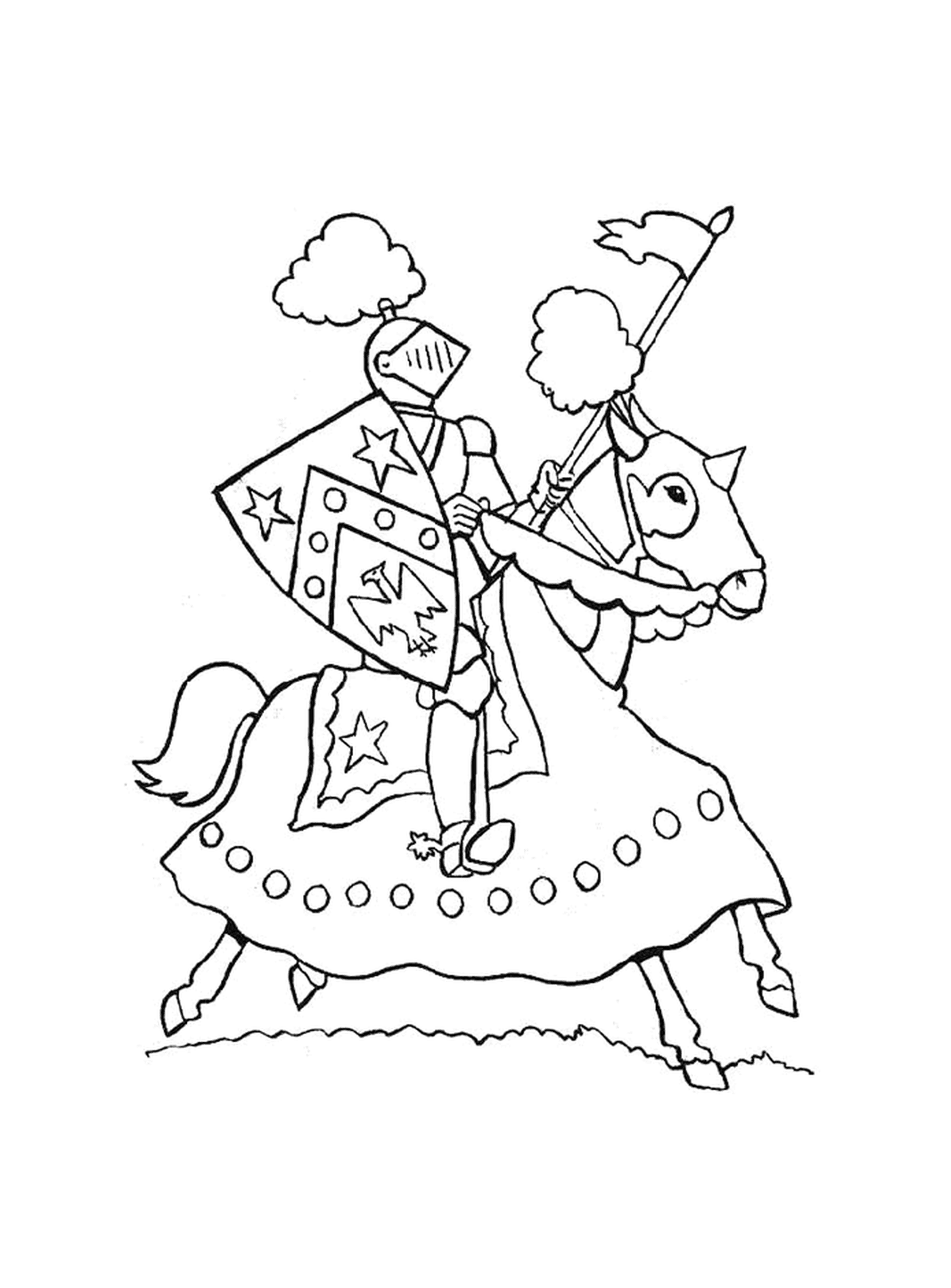  Um cavaleiro montando seu cavalo 
