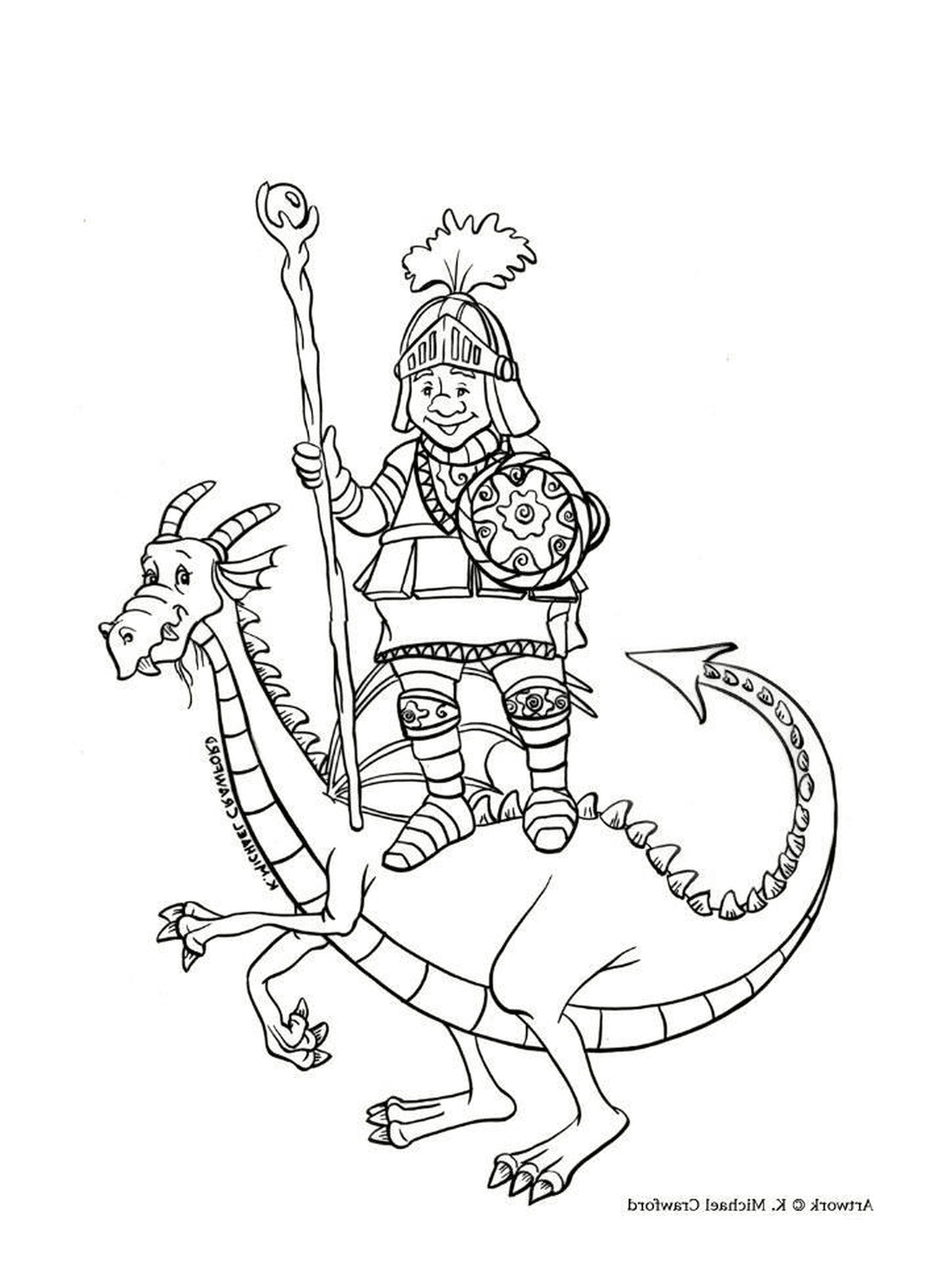  Um cavaleiro montando um dragão 
