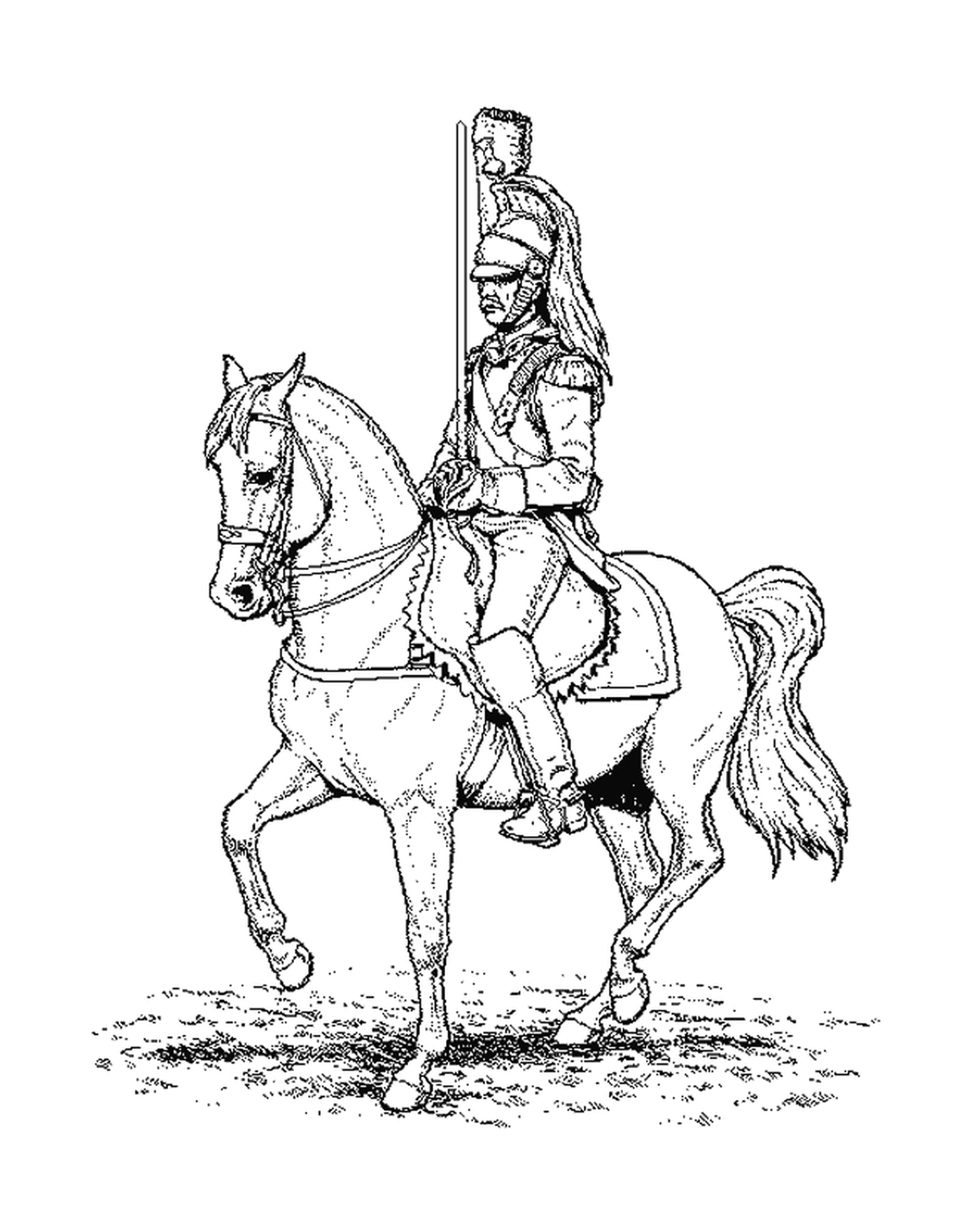  Uma pessoa andando em um cavalo antigo 