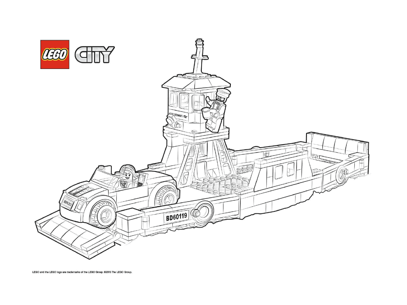  Ferry de transporte de barco Lego City 