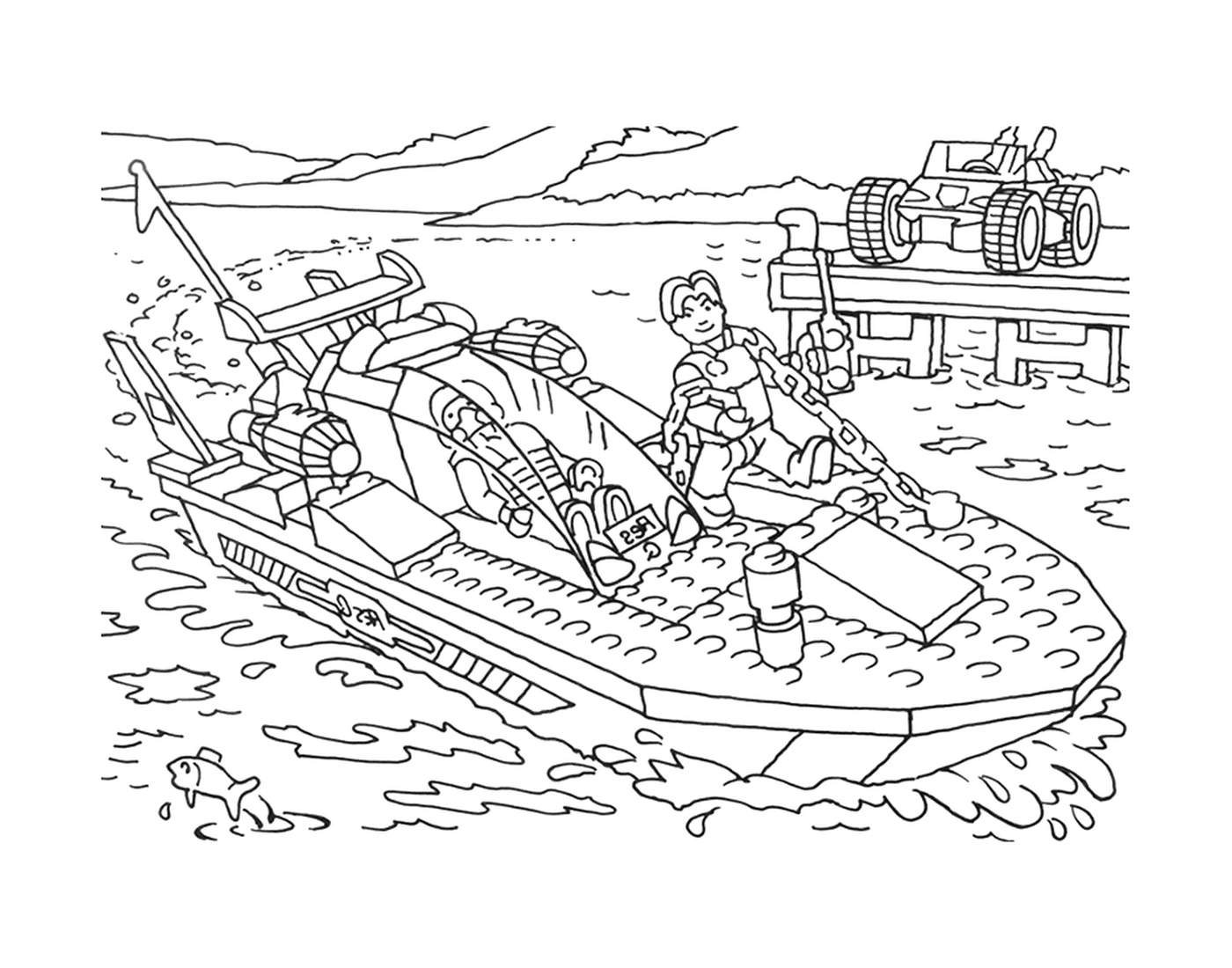  Homem em um barco Lego 