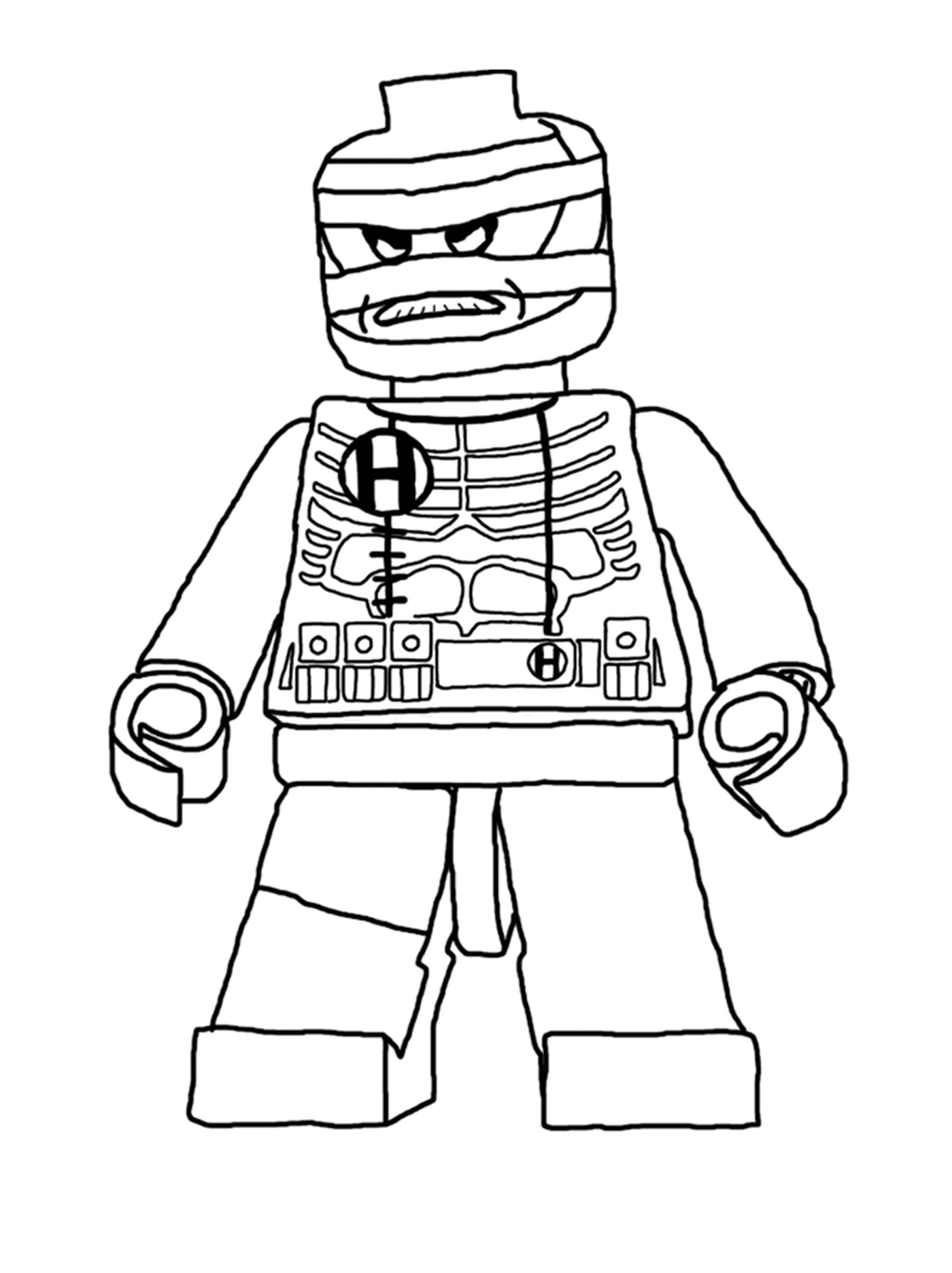  Homem Lego vestindo um traje de esqueleto 