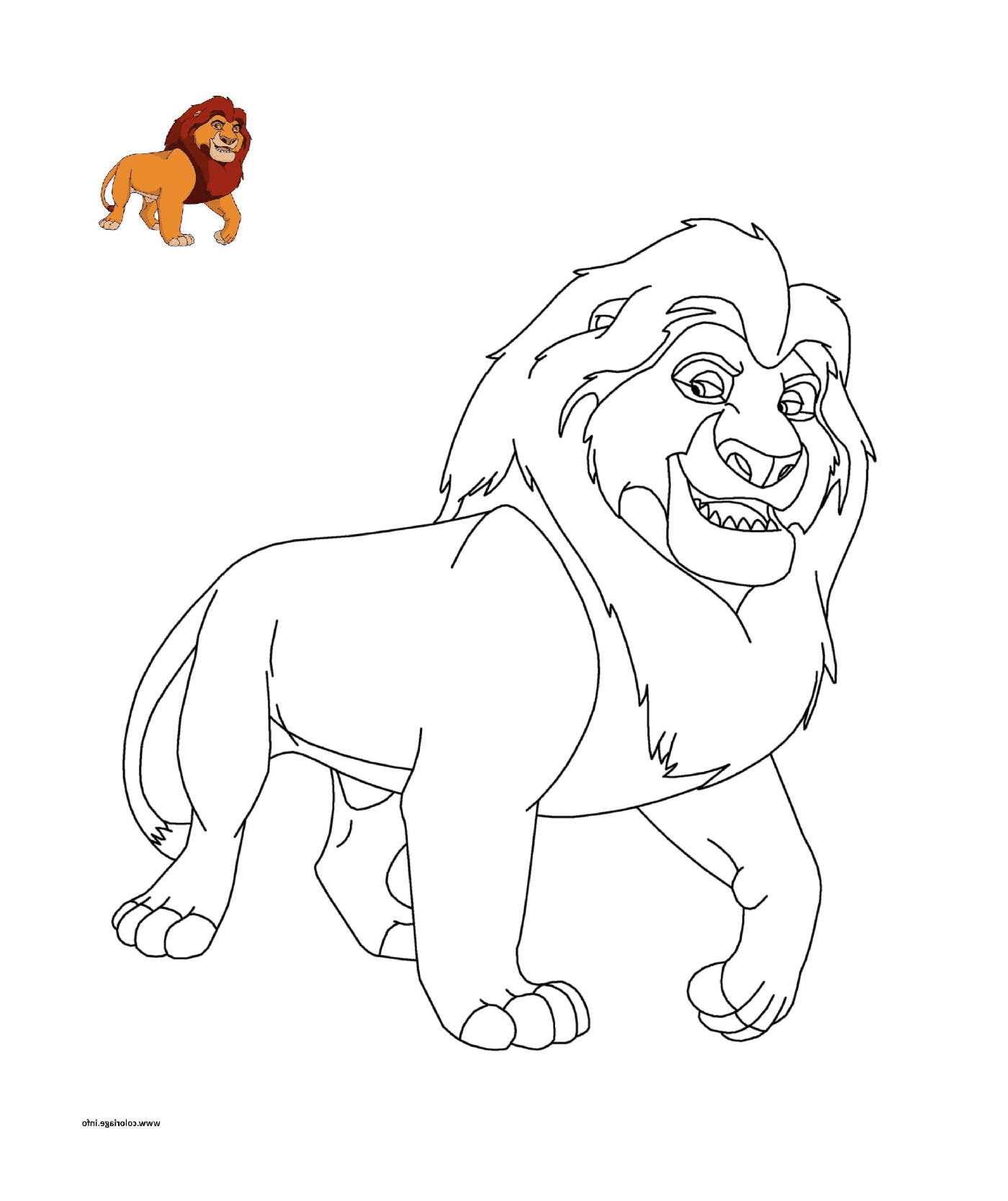  迪士尼狮子王和一只狮子在另一只动物旁边 