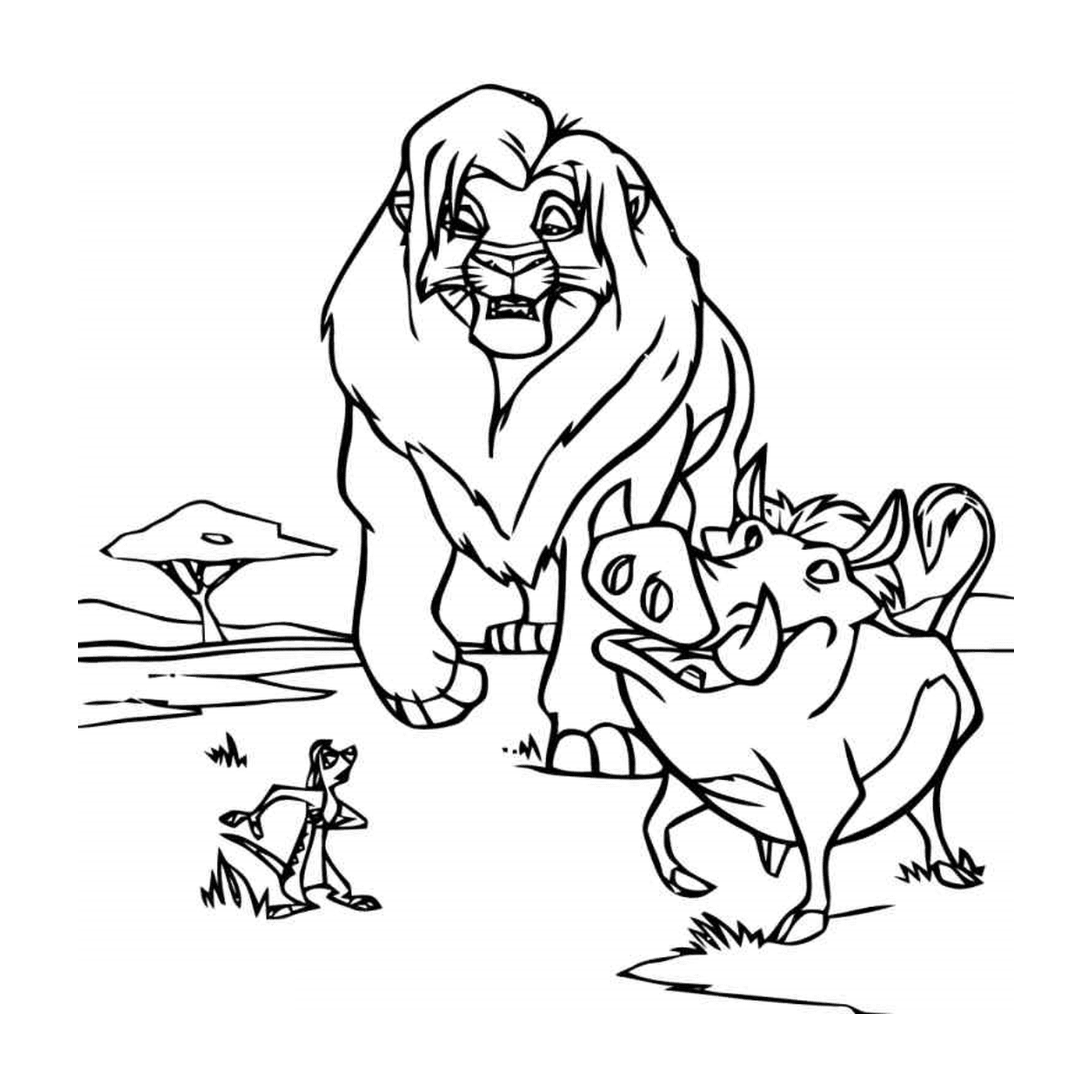  O Rei Leão com Pumba e Timão 
