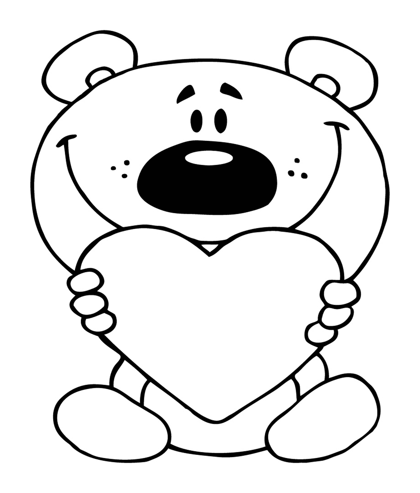  一只泰迪熊抱着一颗心 