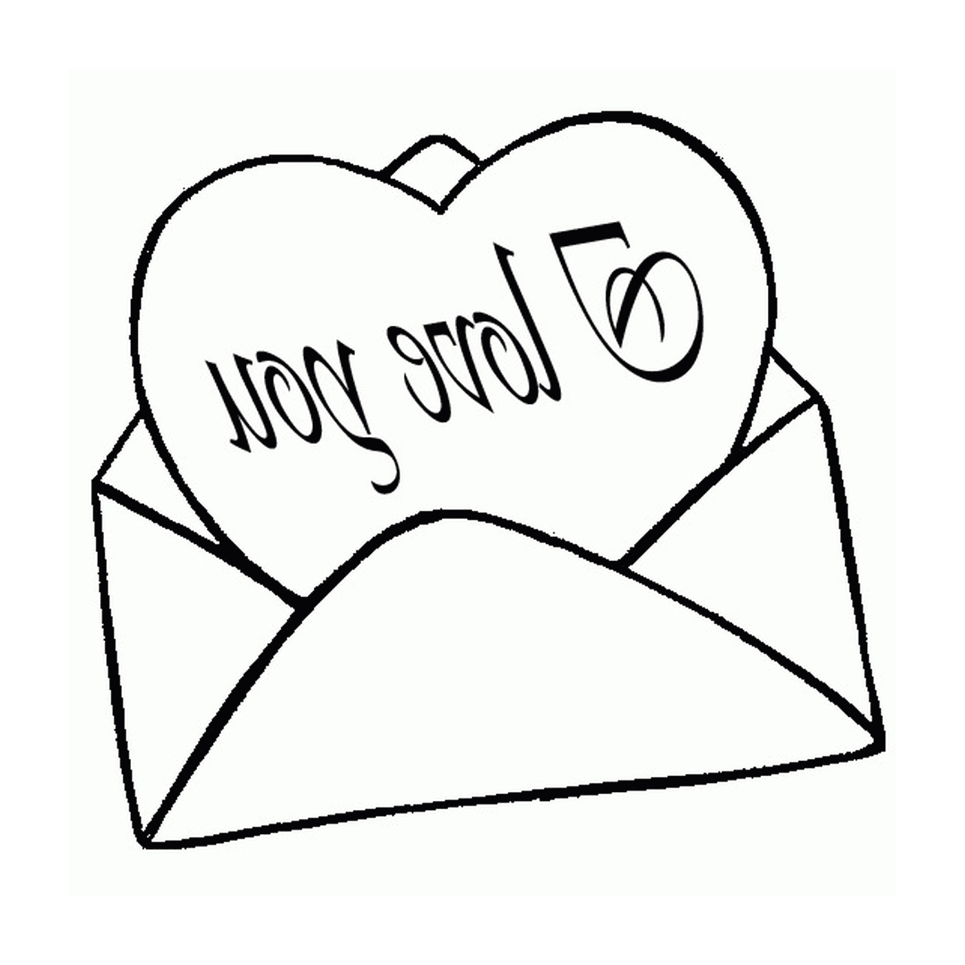  Um envelope aberto com um coração nele 