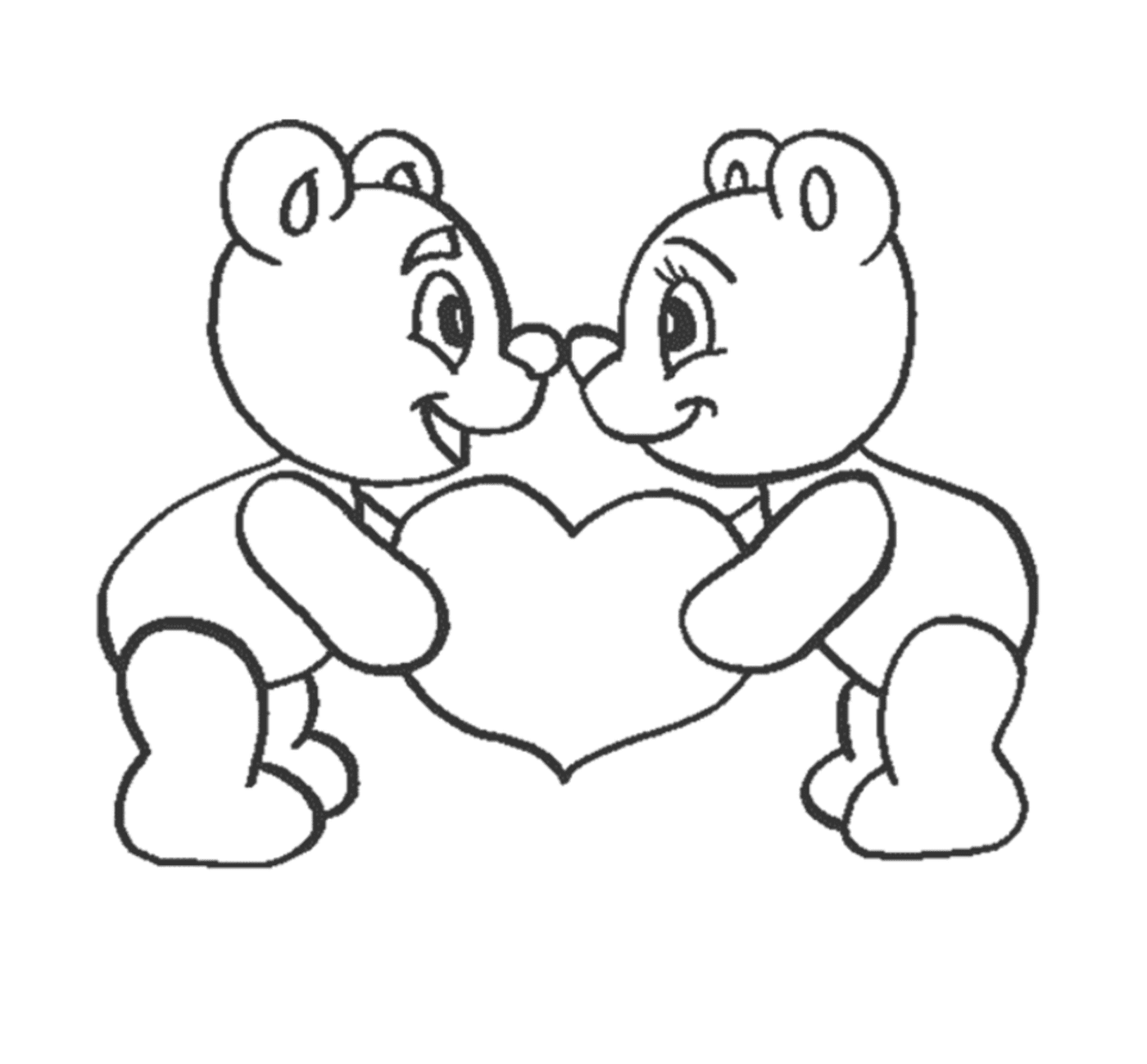  两只泰迪熊手里握着一颗心 