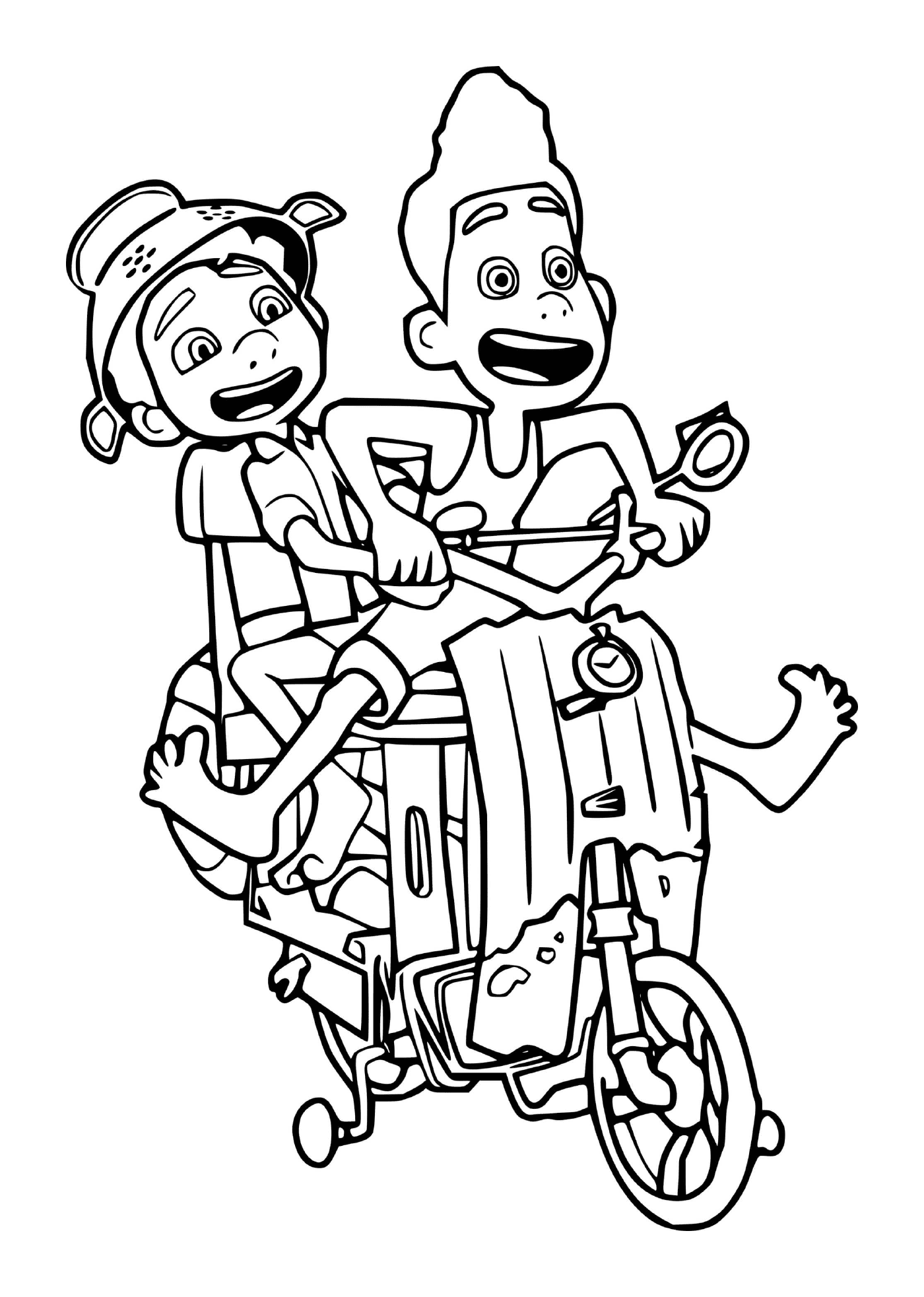  Menino e menina em uma motocicleta 