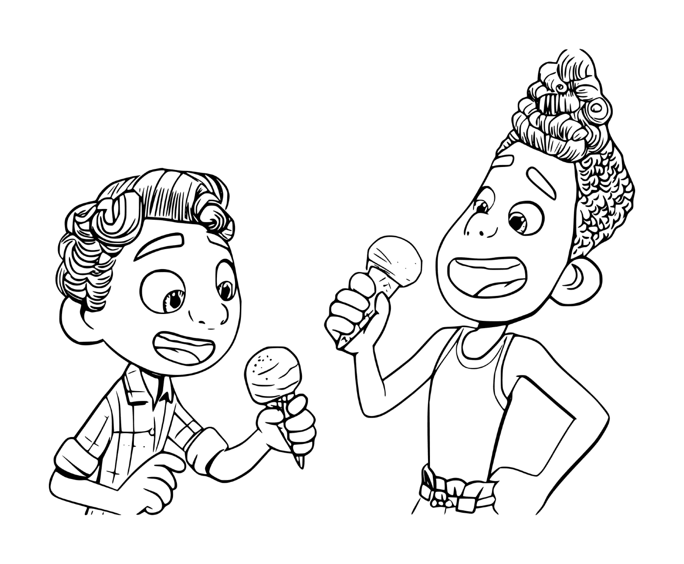  Duas pessoas comendo sorvete 