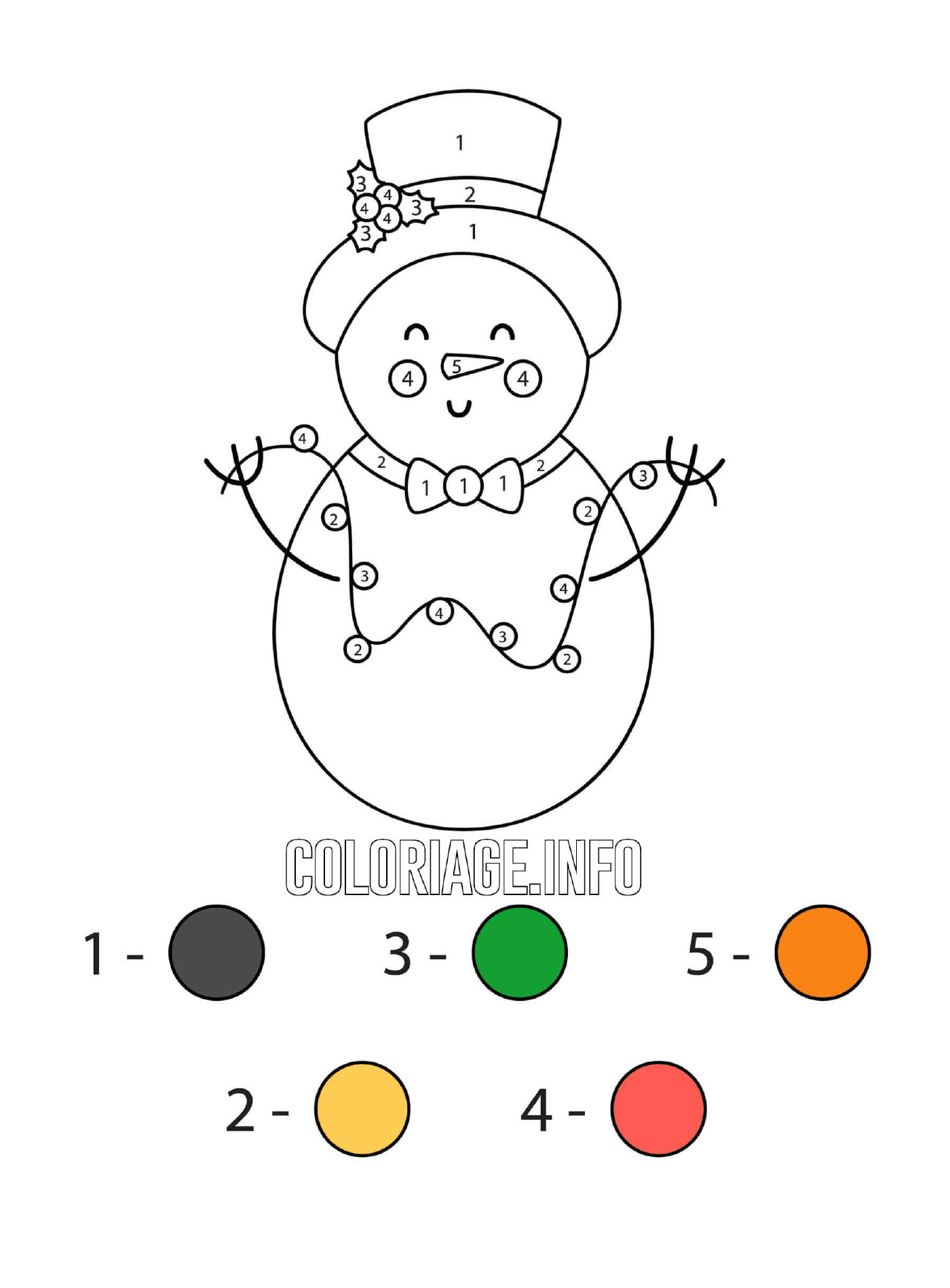  boneco de neve com luzes de Natal desenho por número 