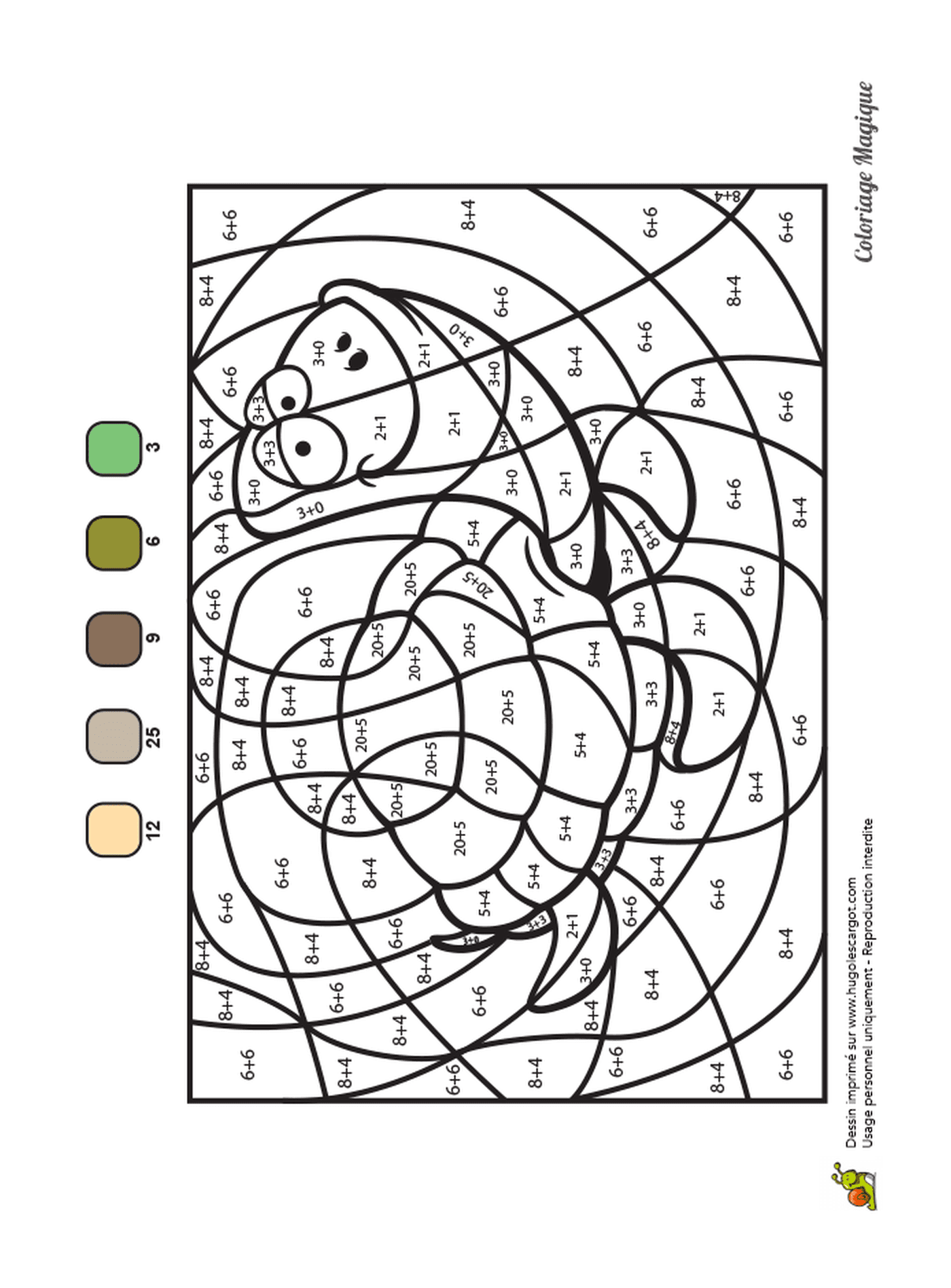  Um animal para colorir por números 