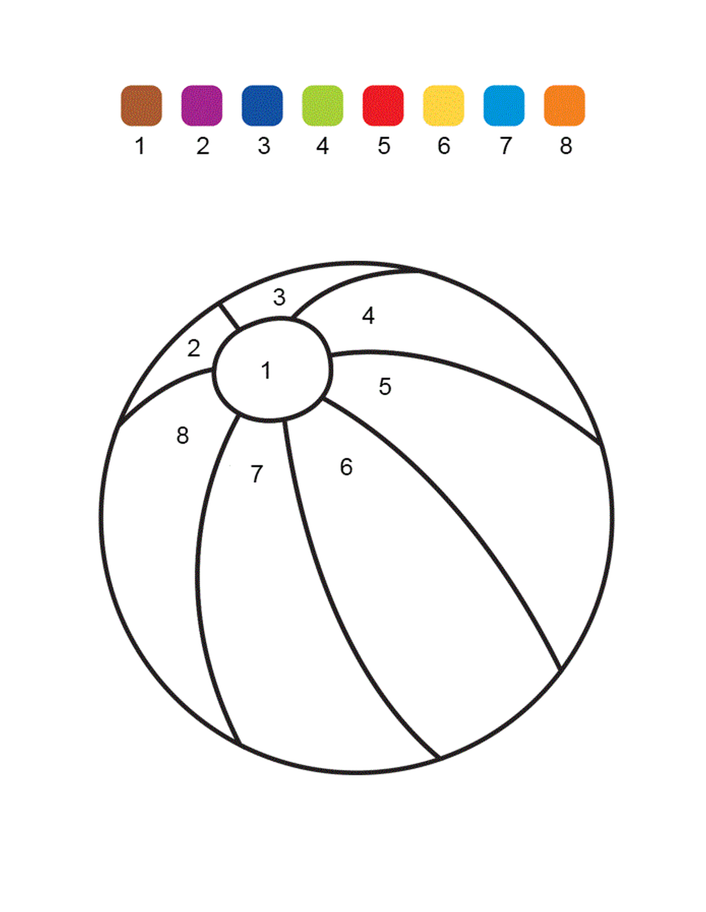  Uma bola numerada colorida 
