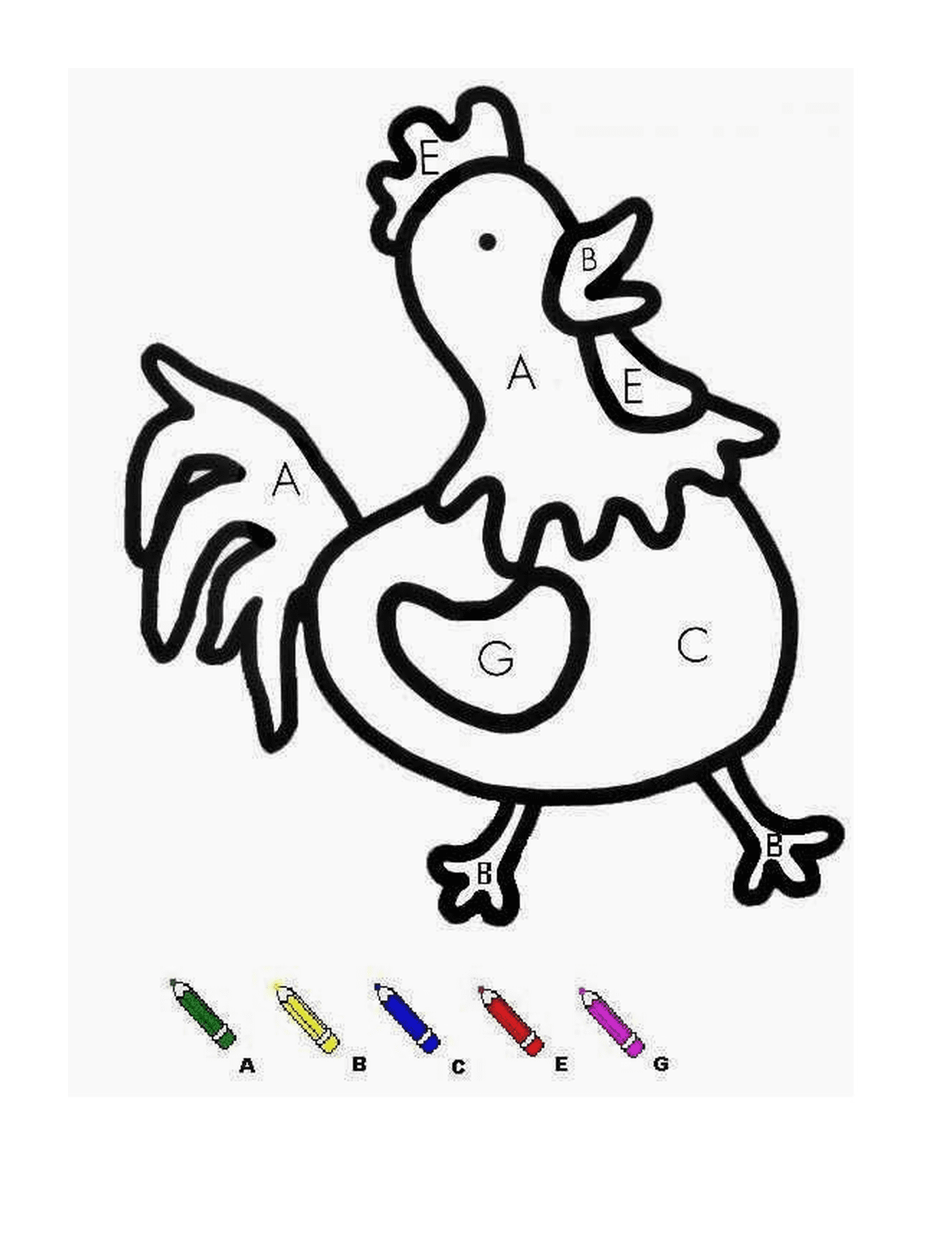  Uma galinha com marcadores coloridos 