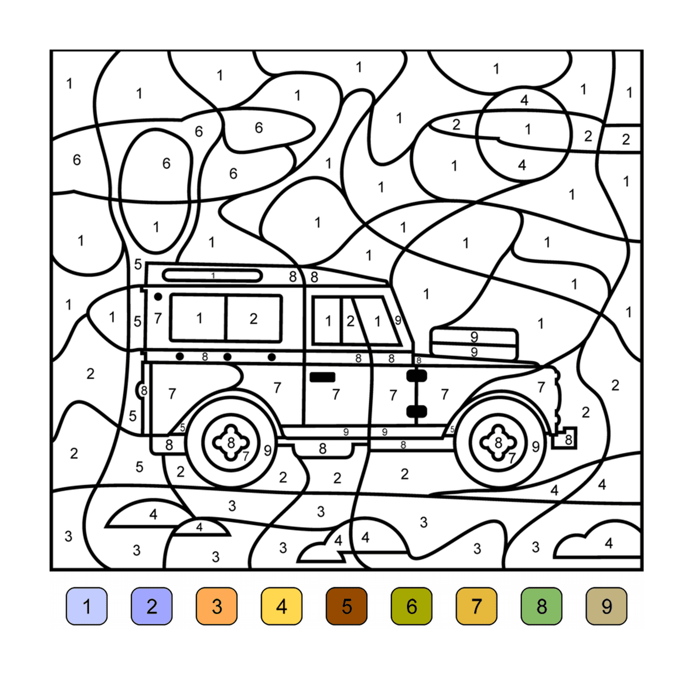  संख्या द्वारा रंगीनिंग में एक ट्रक 
