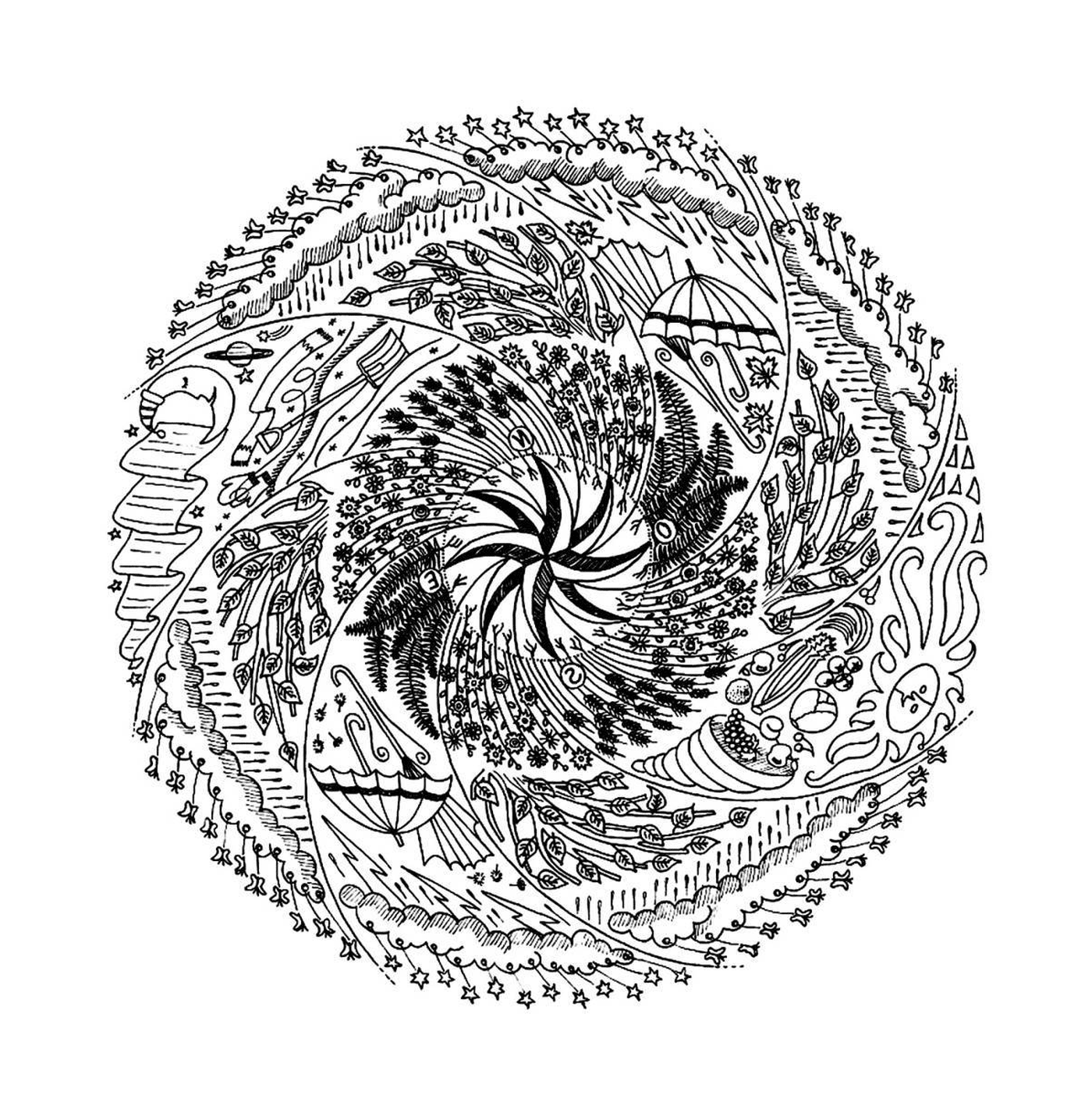  Mandala Circular com Peixe 
