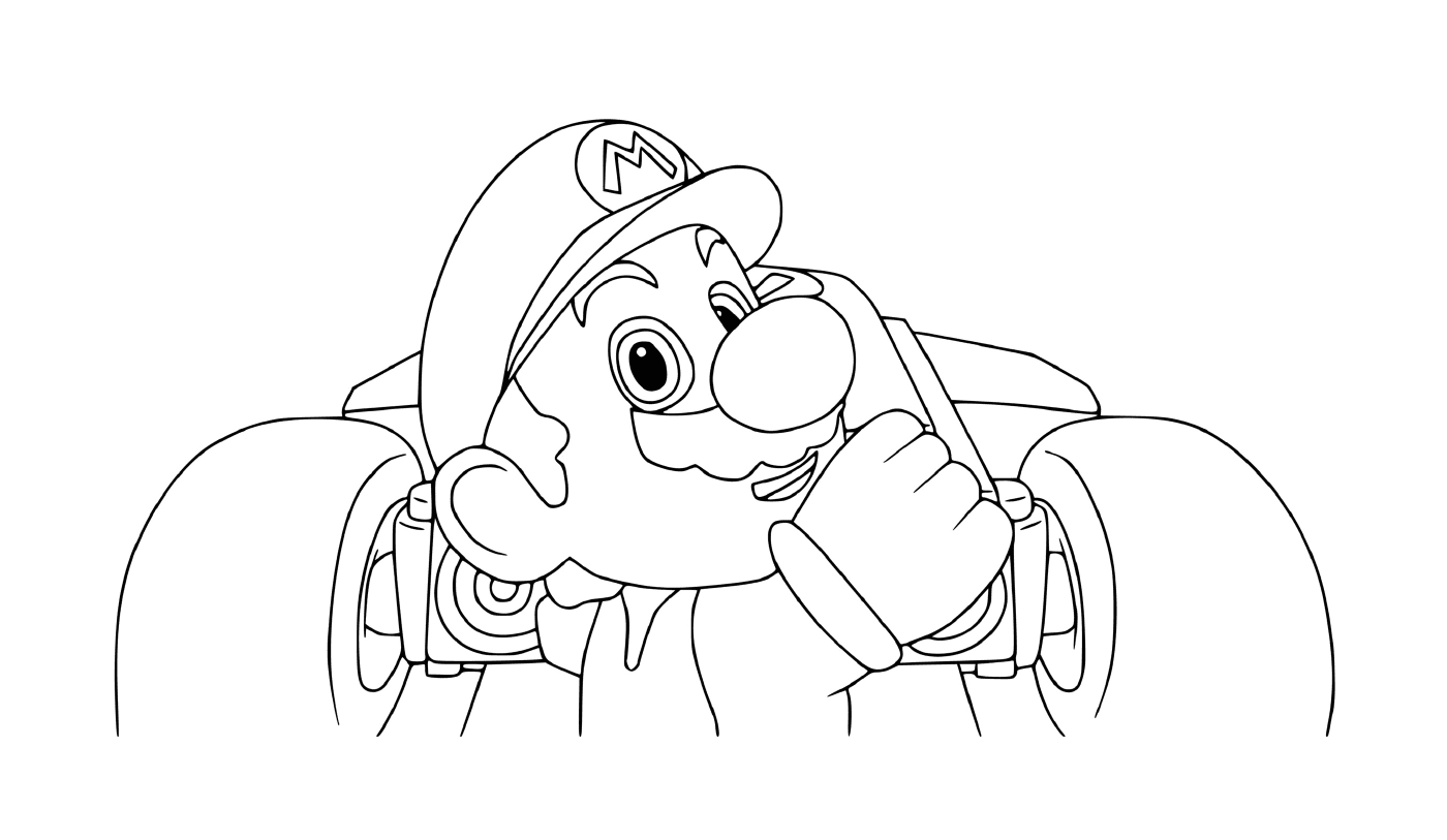 Super Mario Kart Odyssey com um homem em um carro