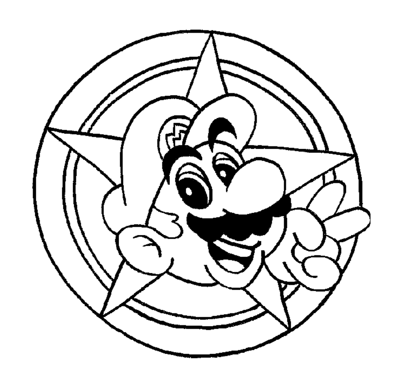  A cabeça de Mario em um círculo 