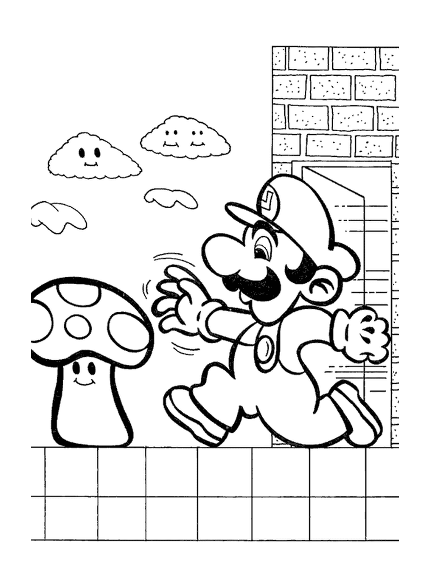  Mario Bros corre com um fungo 