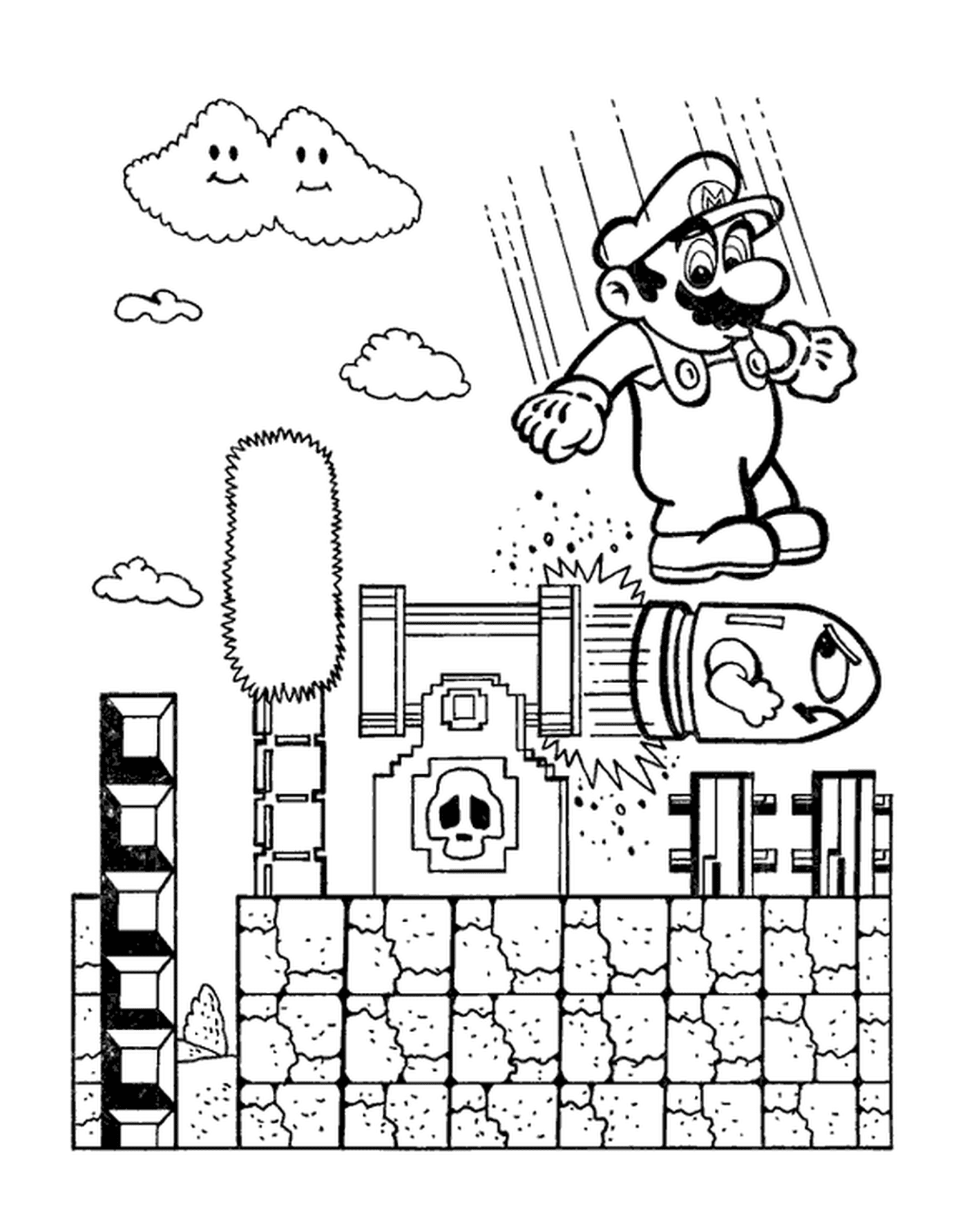  Mario salta sobre uma bomba perigosa 