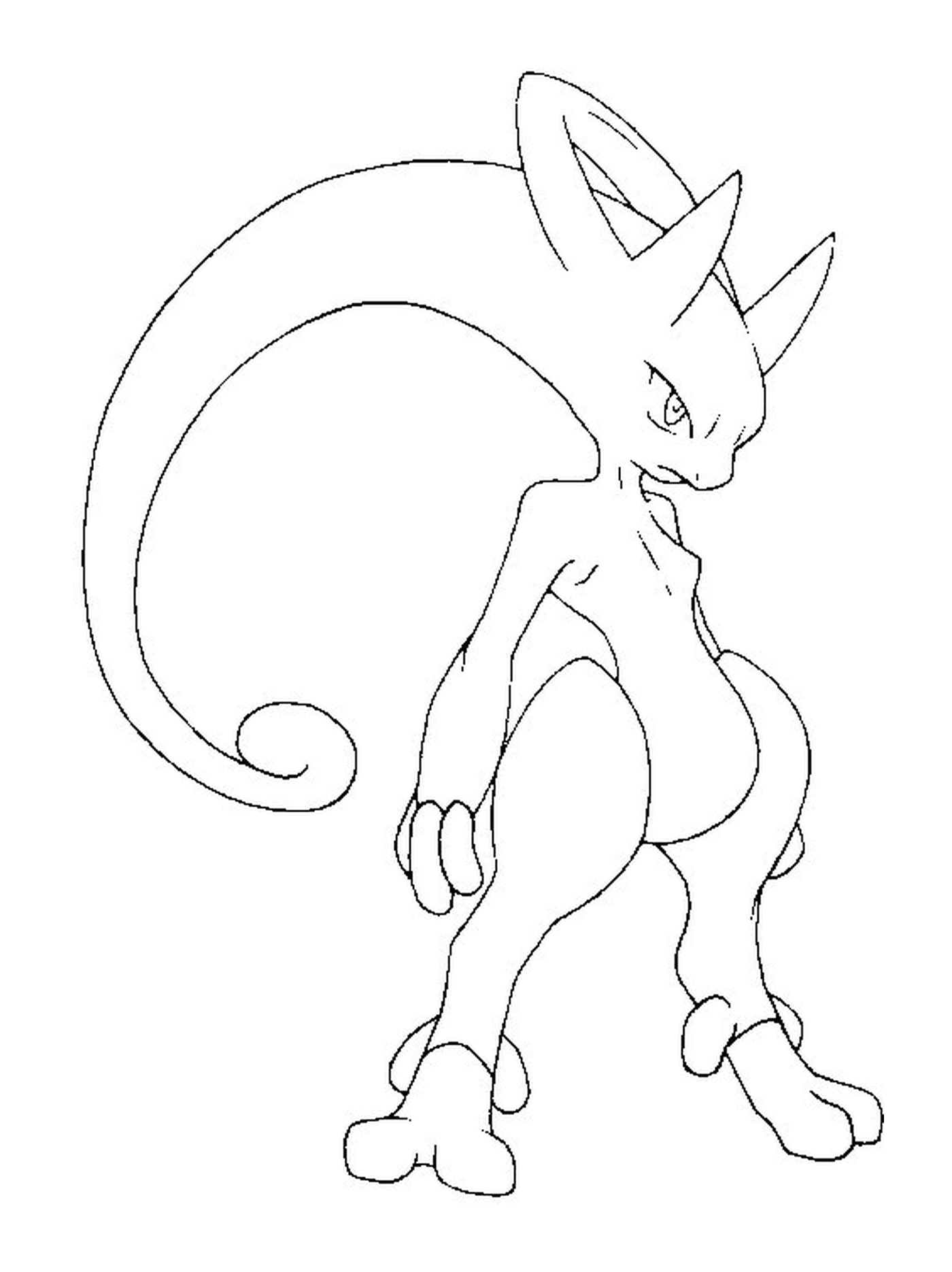  Mewtwo Y, um Pokémon preto e branco 