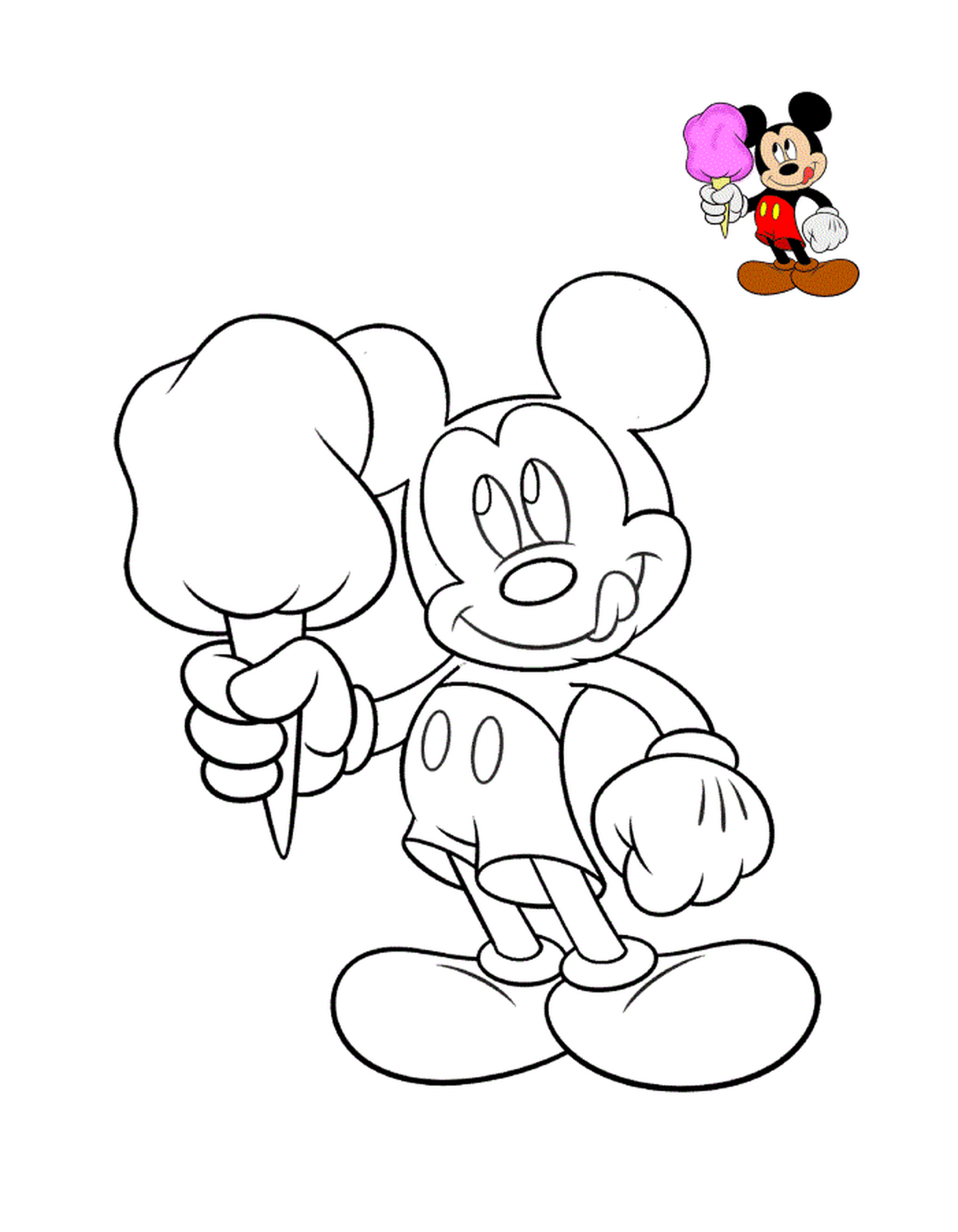  Mickey Mouse com delicioso sorvete 