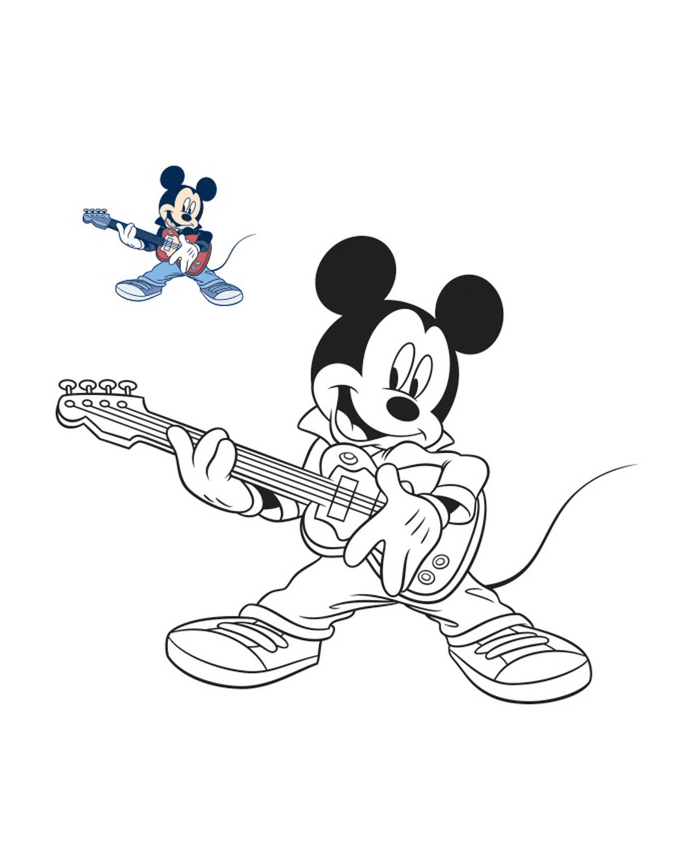  Mickey Mouse com uma guitarra elétrica: música 