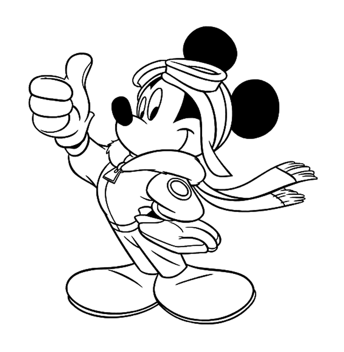  Mickey, o aviador: fazendo uma polegada para cima 